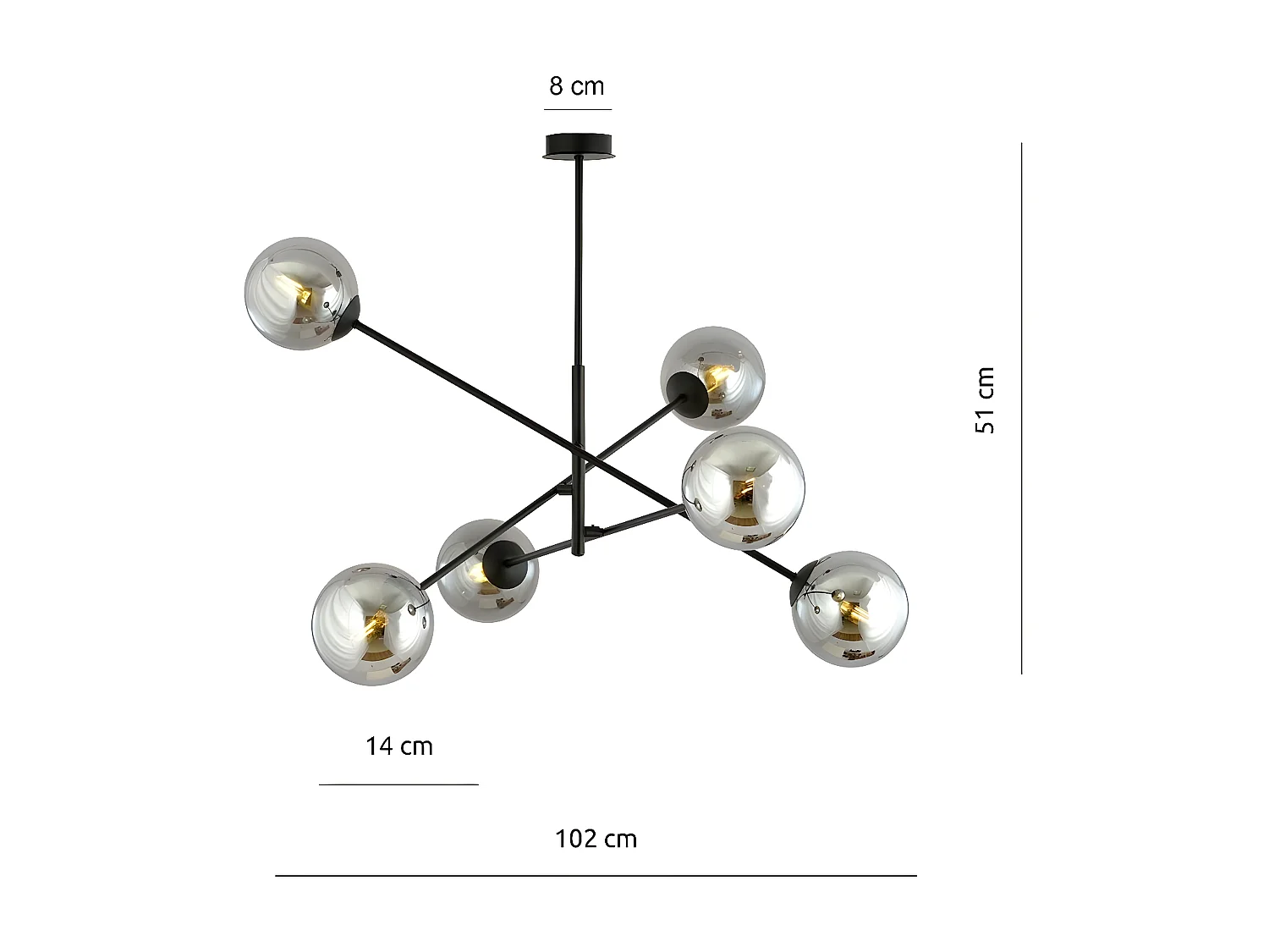 Lampada a Sospensione Linear 2, Nero, 102x51x102 cm, Seven Design