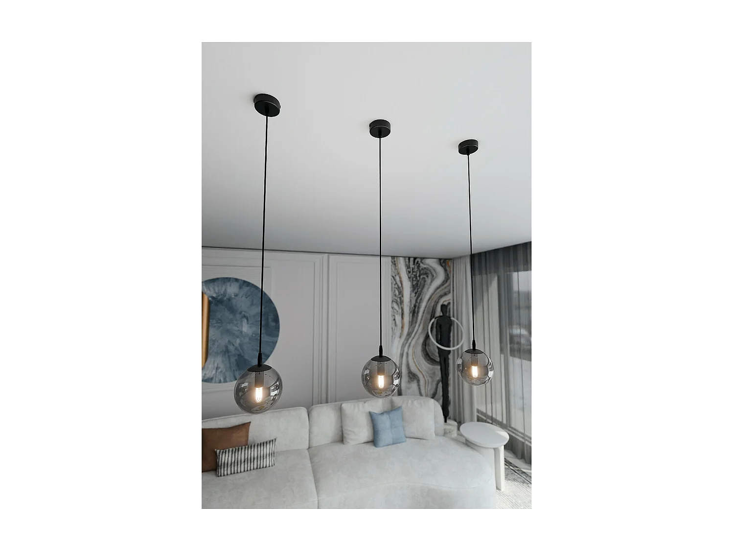 Hanglamp Cosmo, Grijs, 12x100x8 cm, Seven Design