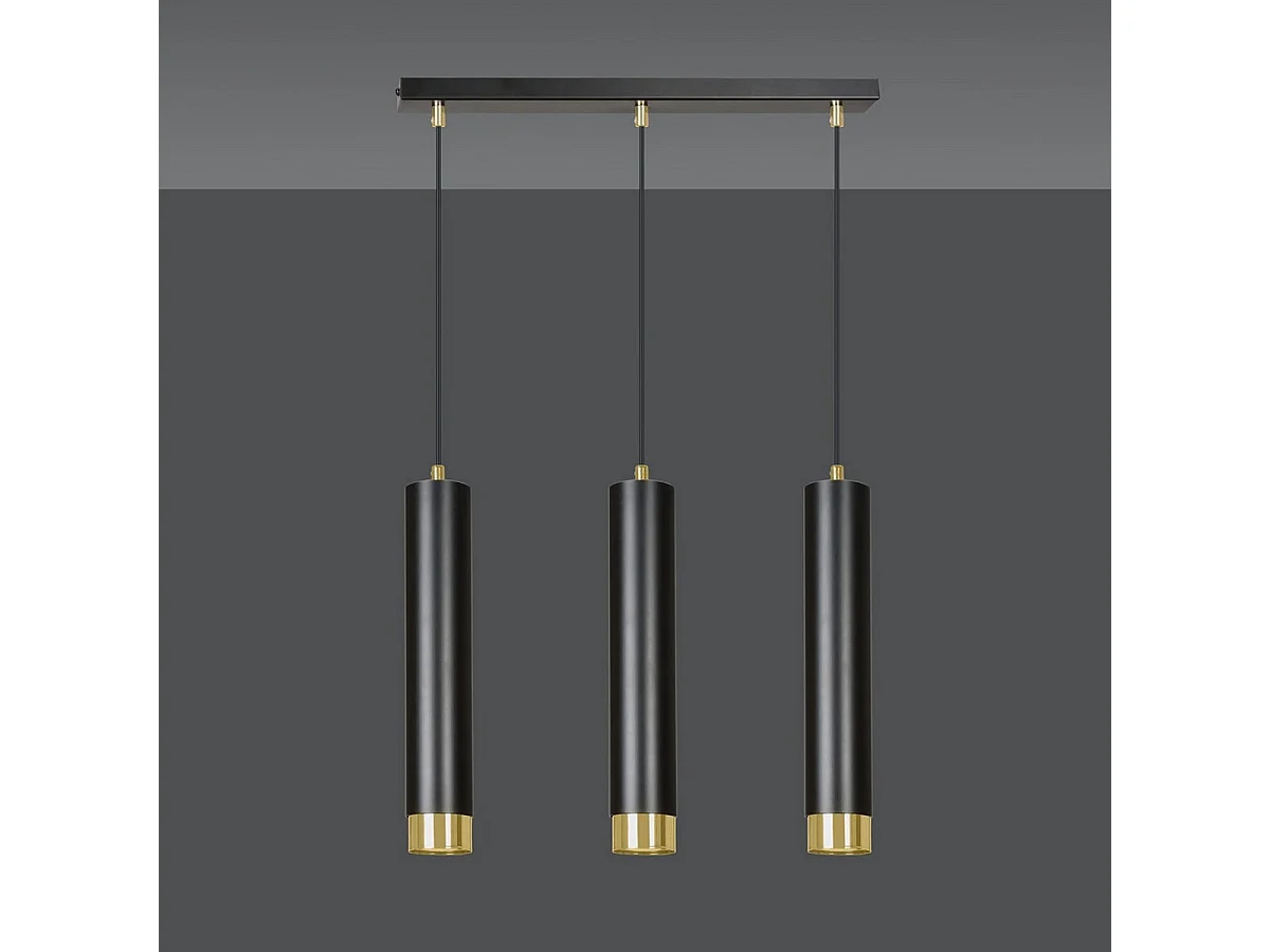Candeeiro Suspenso Kibo 7, Preto, 45x100x6 cm, Seven Design