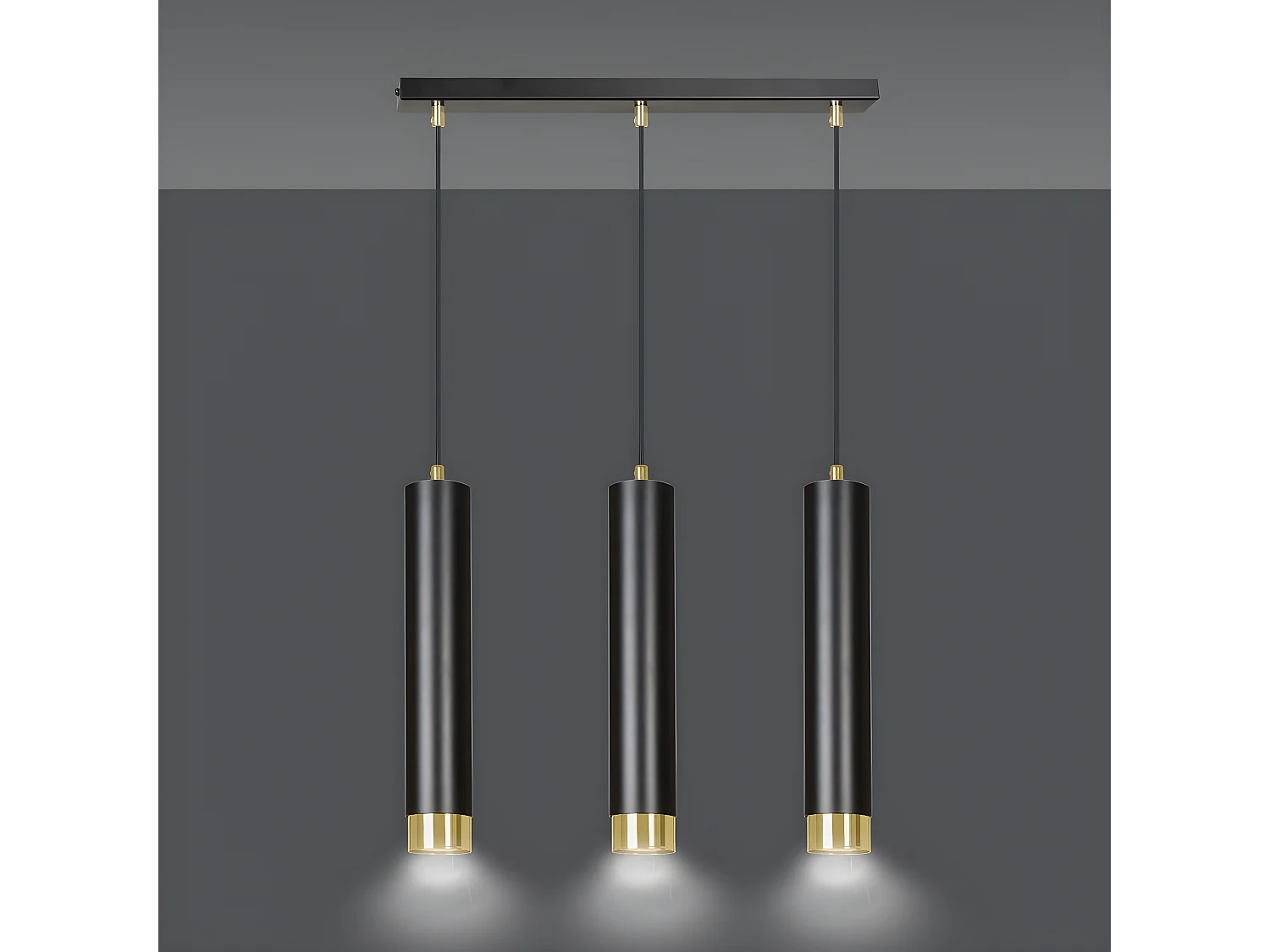Candeeiro Suspenso Kibo 7, Preto, 45x100x6 cm, Seven Design