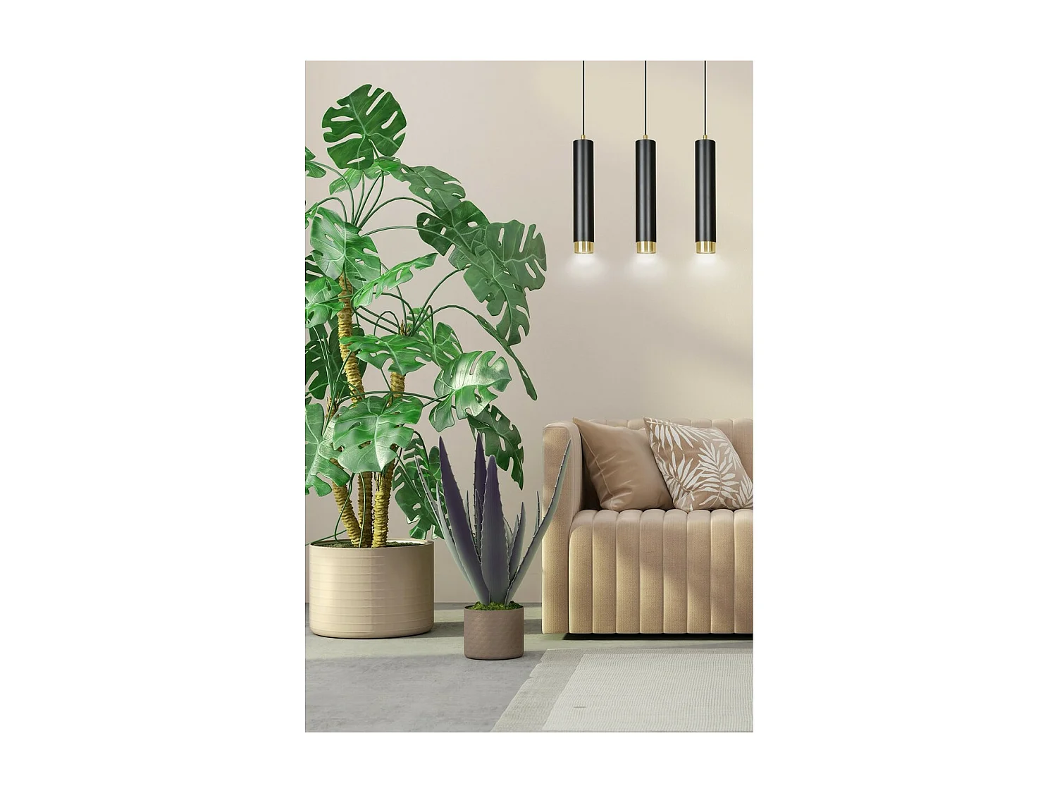 Candeeiro Suspenso Kibo 7, Preto, 45x100x6 cm, Seven Design