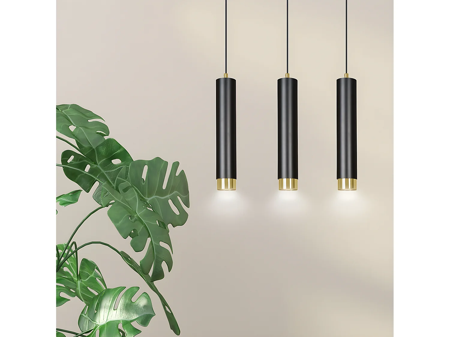 Candeeiro Suspenso Kibo 7, Preto, 45x100x6 cm, Seven Design
