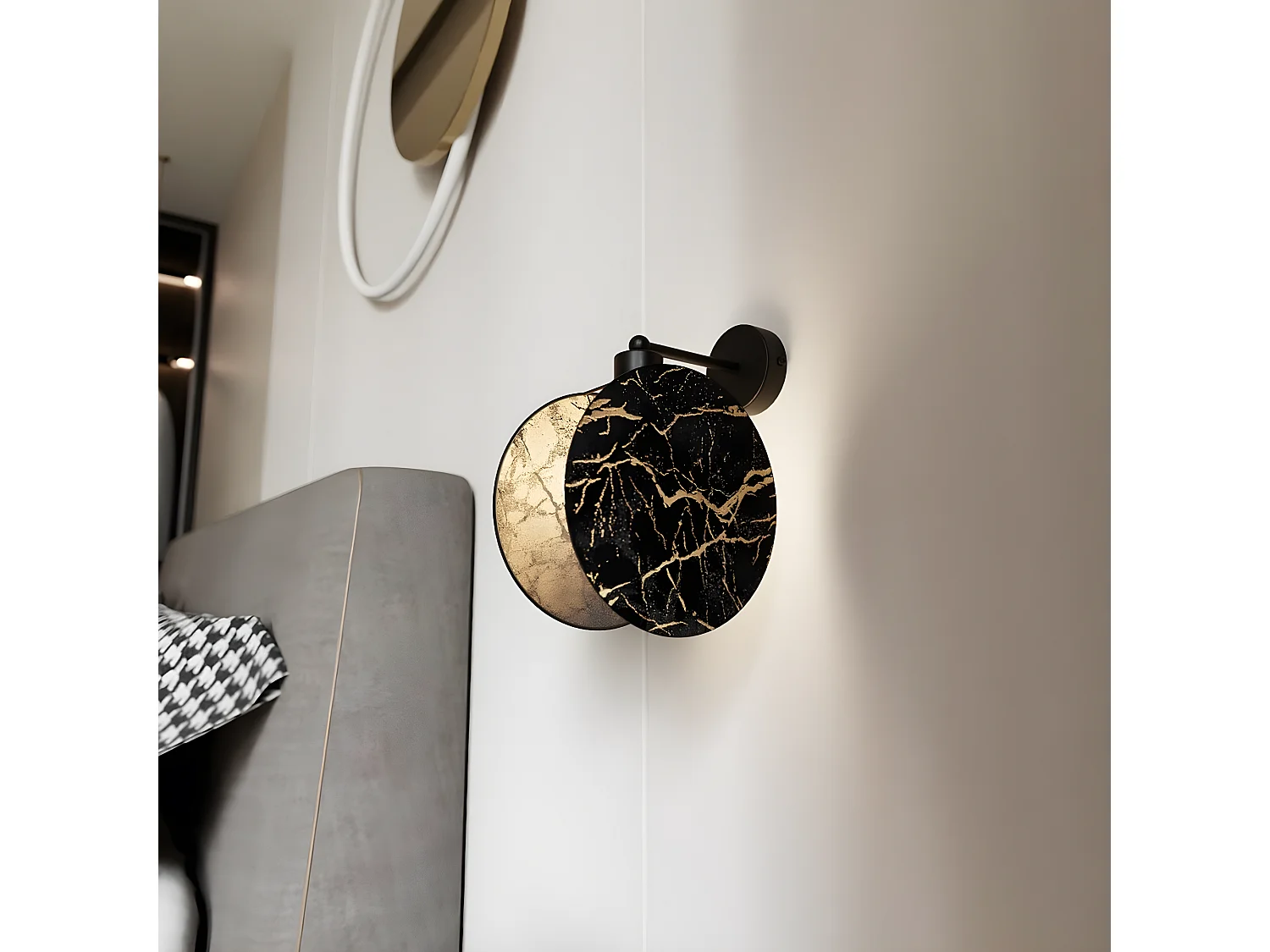 Lampada a Parete Motif, Nero, 20x26x22 cm, Seven Design