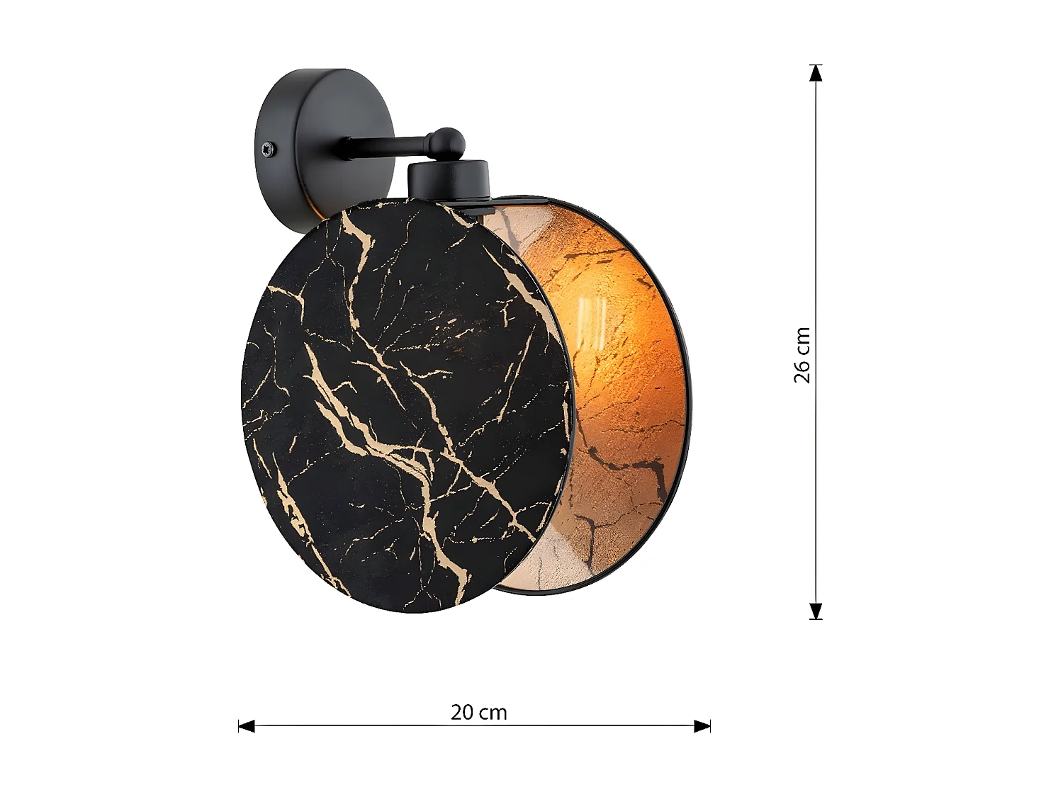 Lampada a Parete Motif, Nero, 20x26x22 cm, Seven Design