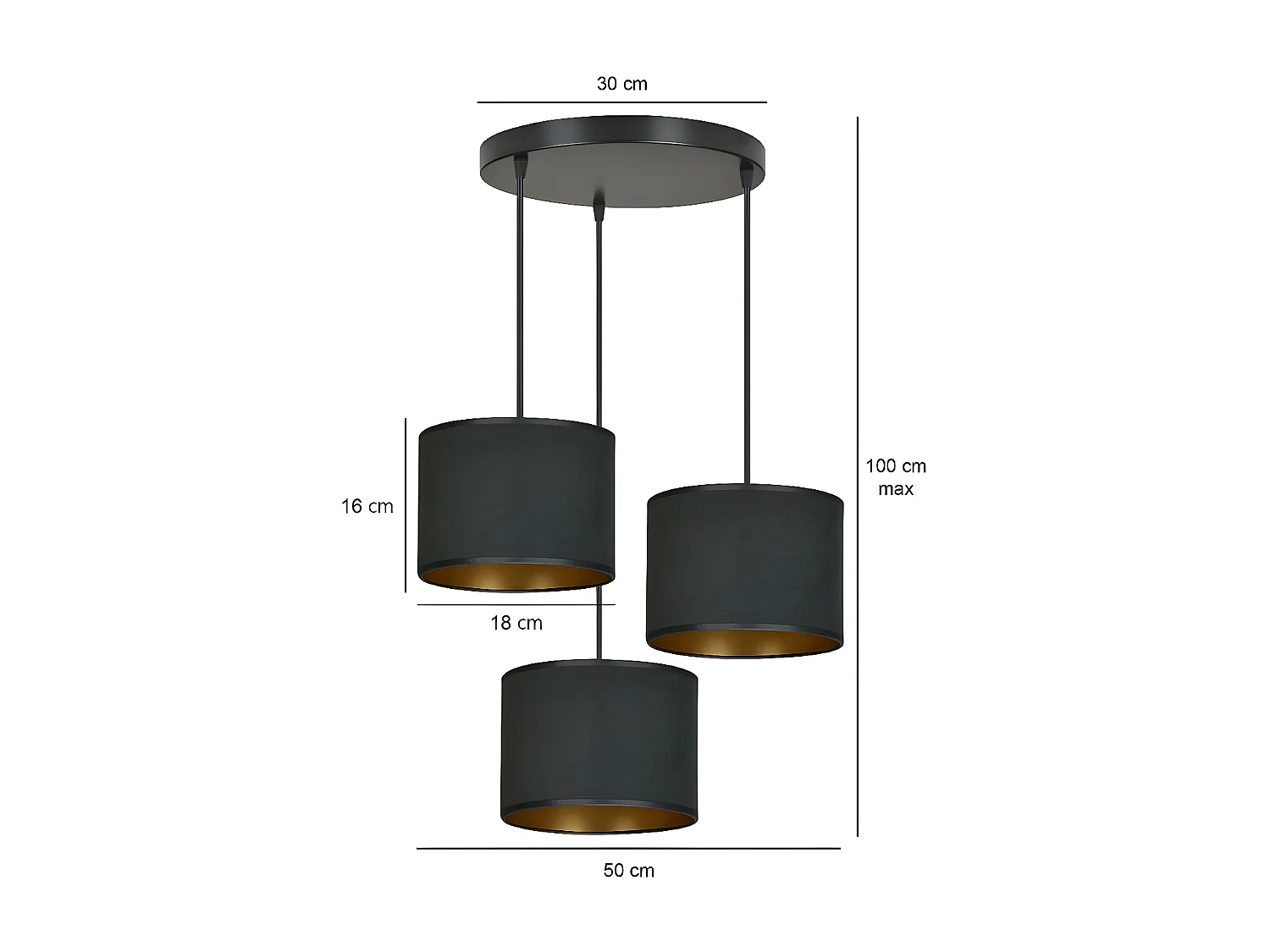 Lampada a Sospensione Hilde, Nero, 42x100x50 cm, EPIKASA