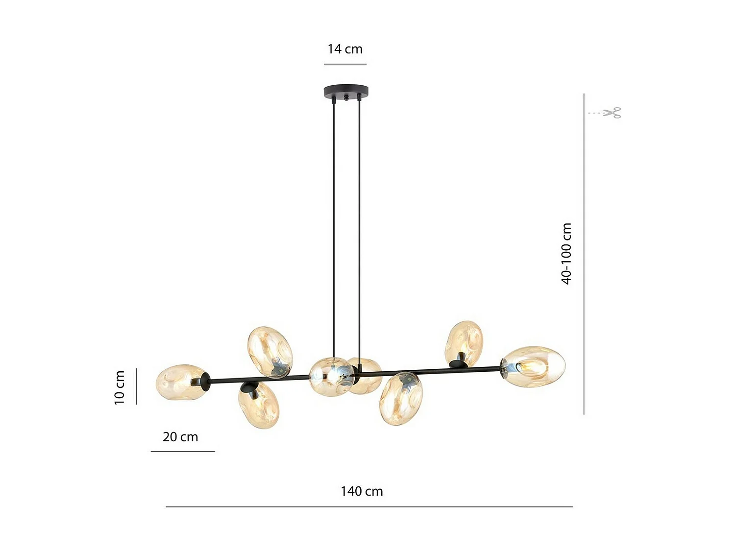 Suspension Pandora, Ambre, 140x100x40 cm, Seven Design