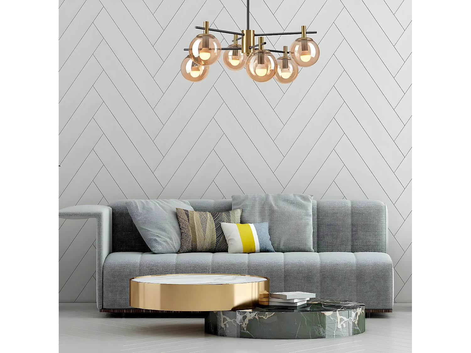 Lampa Wisząca Lilou, Złoto, 51x54x53 cm, Seven Design