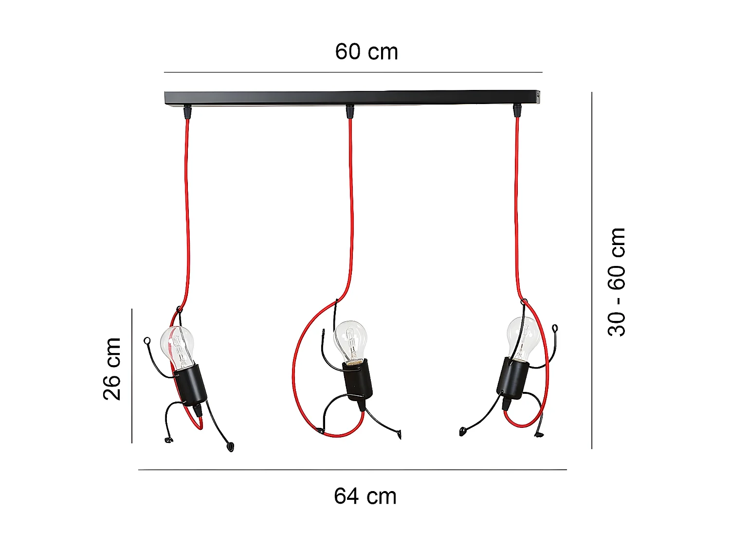 Suspension Bobi, Noir, 65x60x14 cm, Seven Design