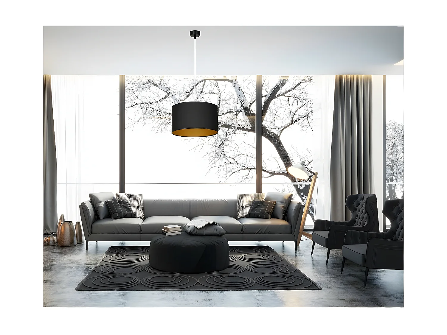 Hanglamp Roto, Zwart, 35x100x35 cm, EPIKASA