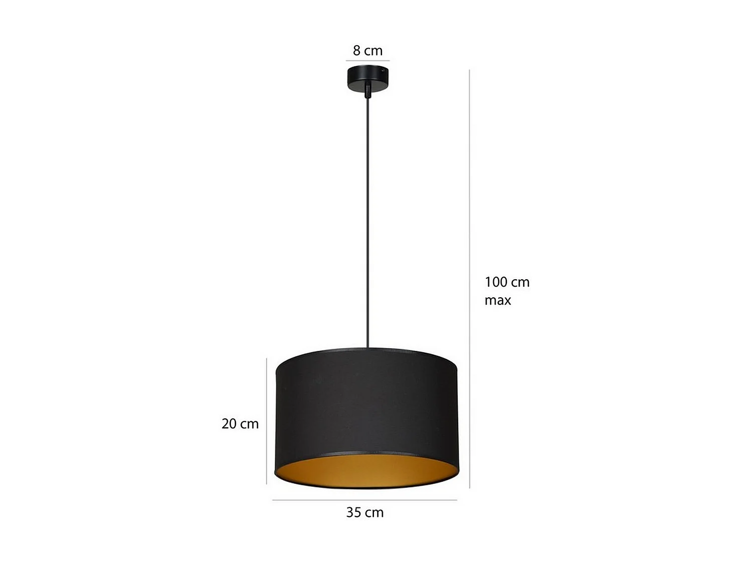 Hanglamp Roto, Zwart, 35x100x35 cm, EPIKASA
