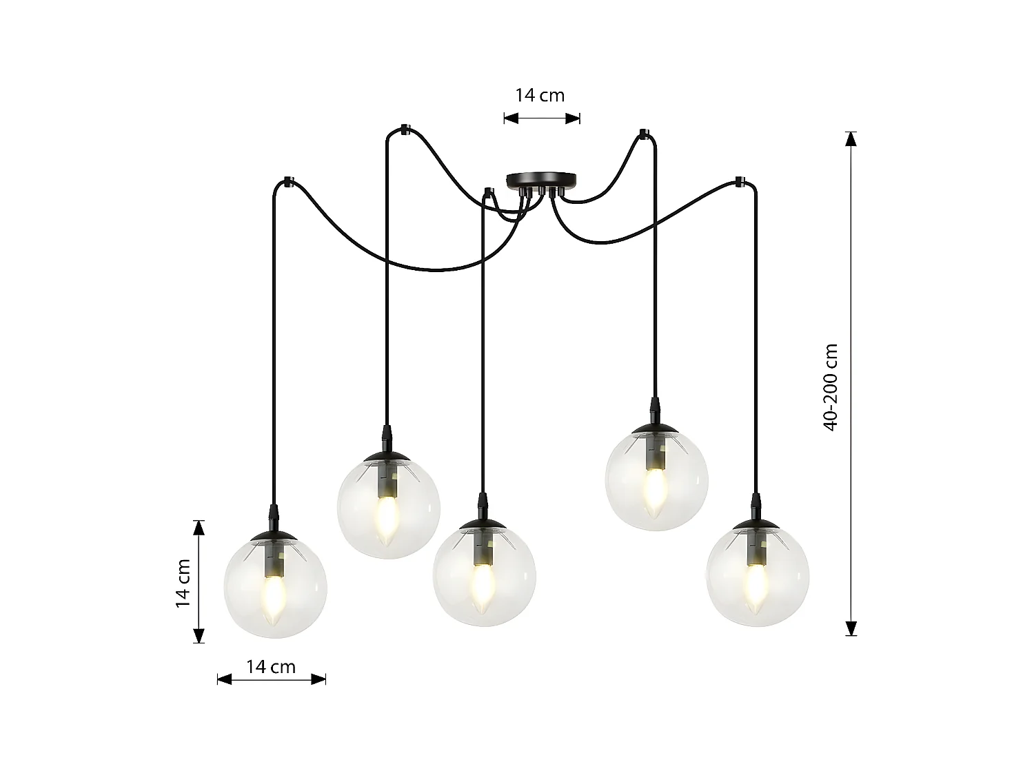 Suspension Gigi, Noir, 200x200x70 cm, EPIKASA