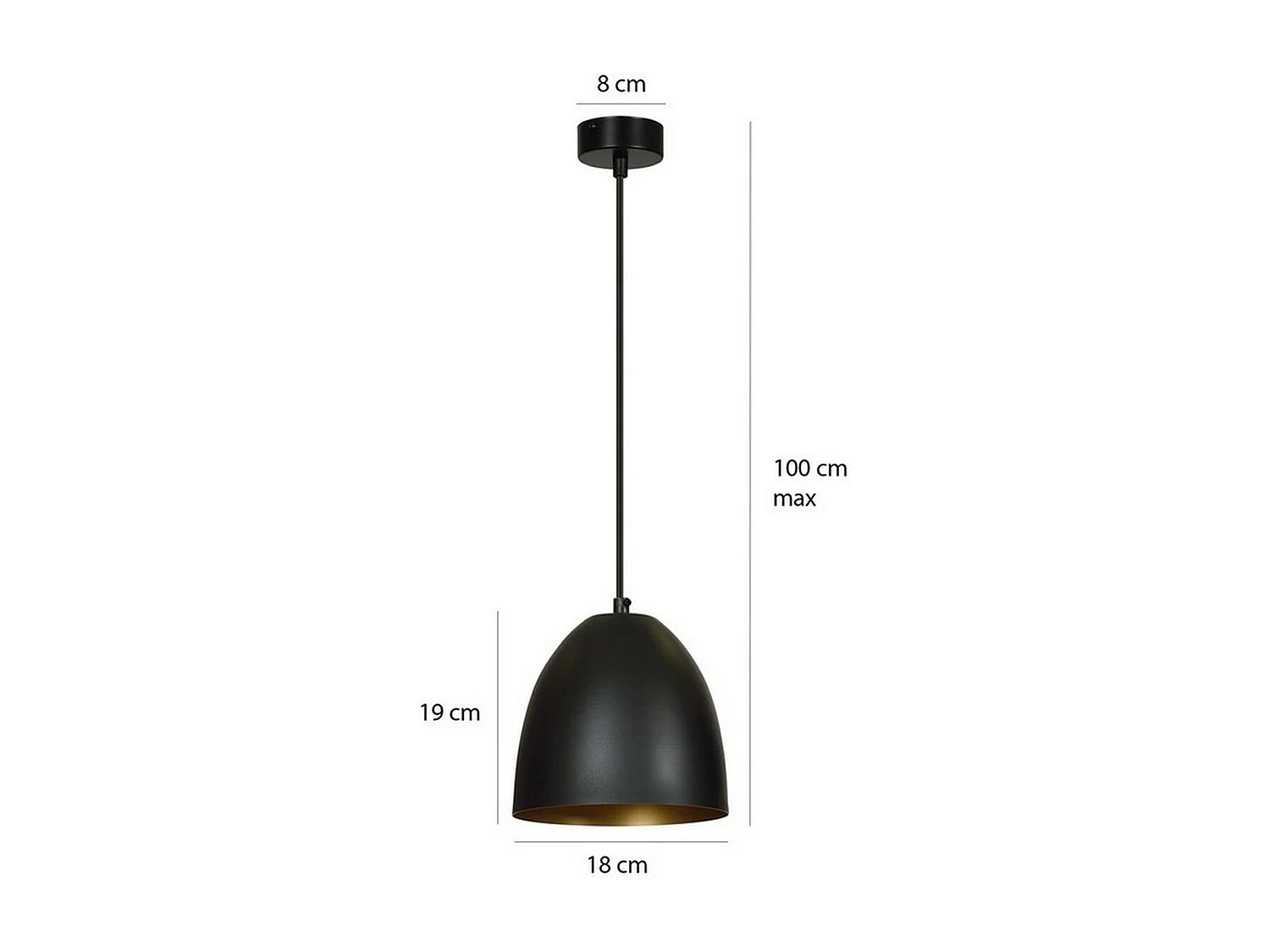 Suspension Lenox, Noir, 20x80x18 cm, Seven Design