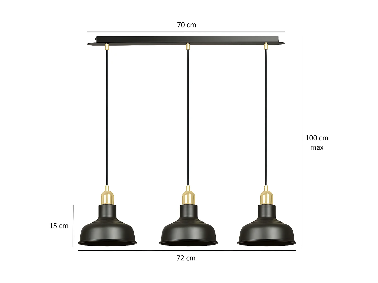 Suspension Ibor, Noir, 72x100x21 cm, EPIKASA