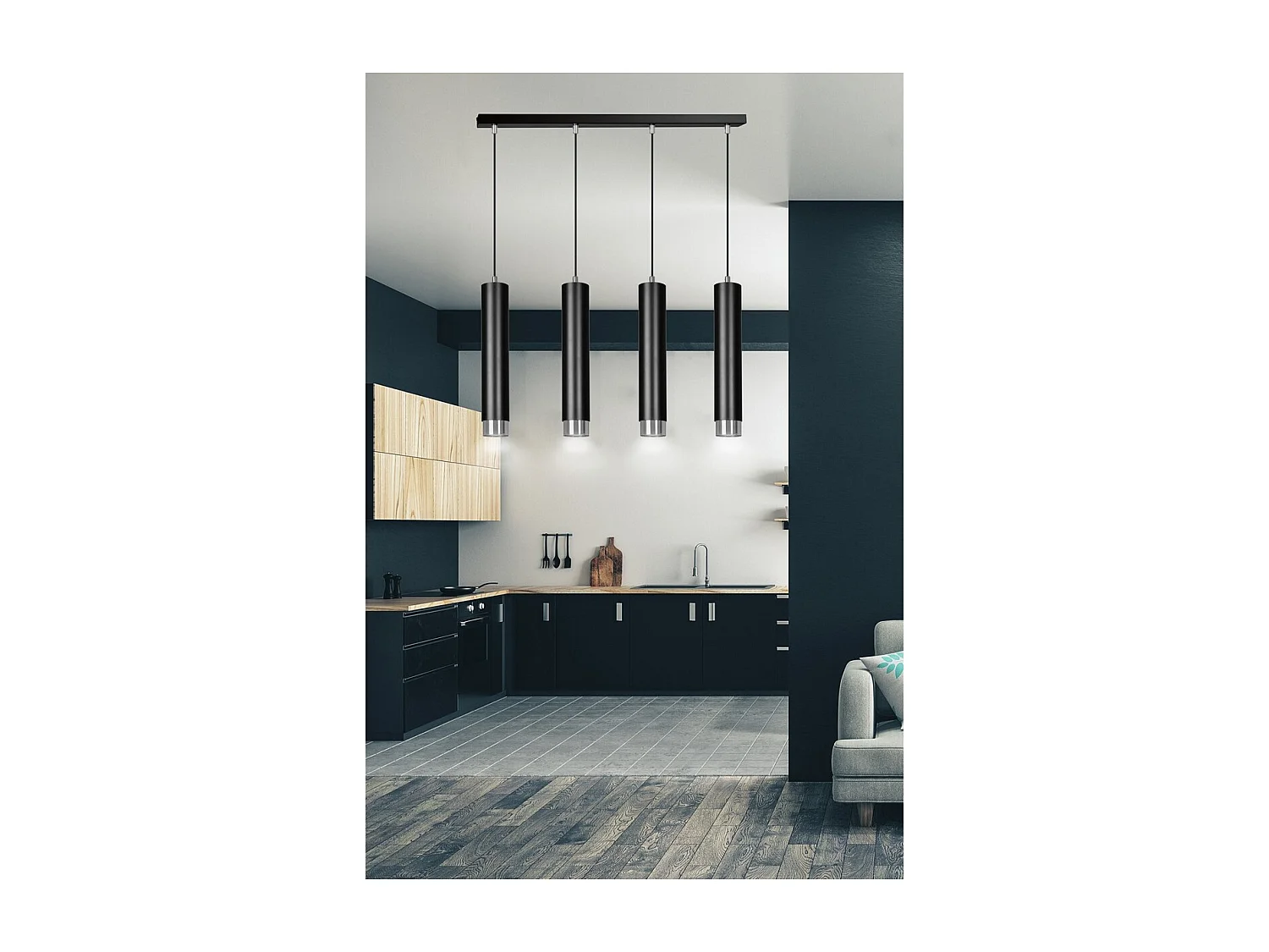 Suspension Kibo 10, Noir, 60x100x6 cm, Seven Design