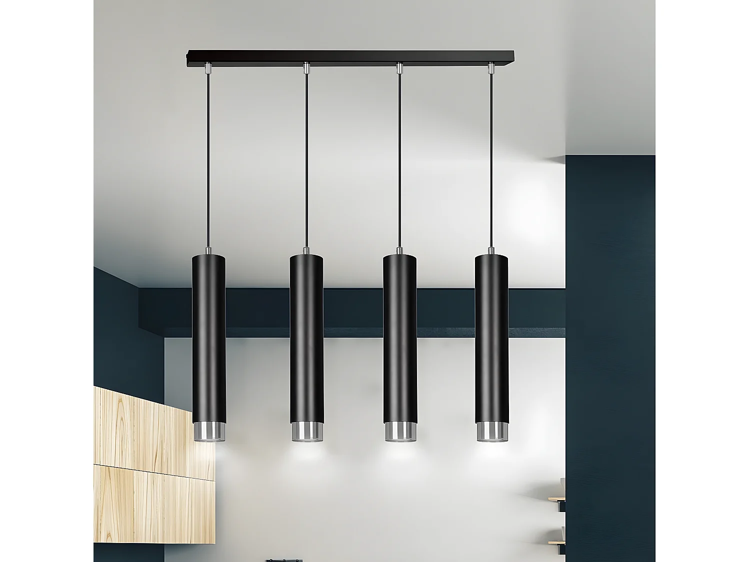 Suspension Kibo 10, Noir, 60x100x6 cm, Seven Design