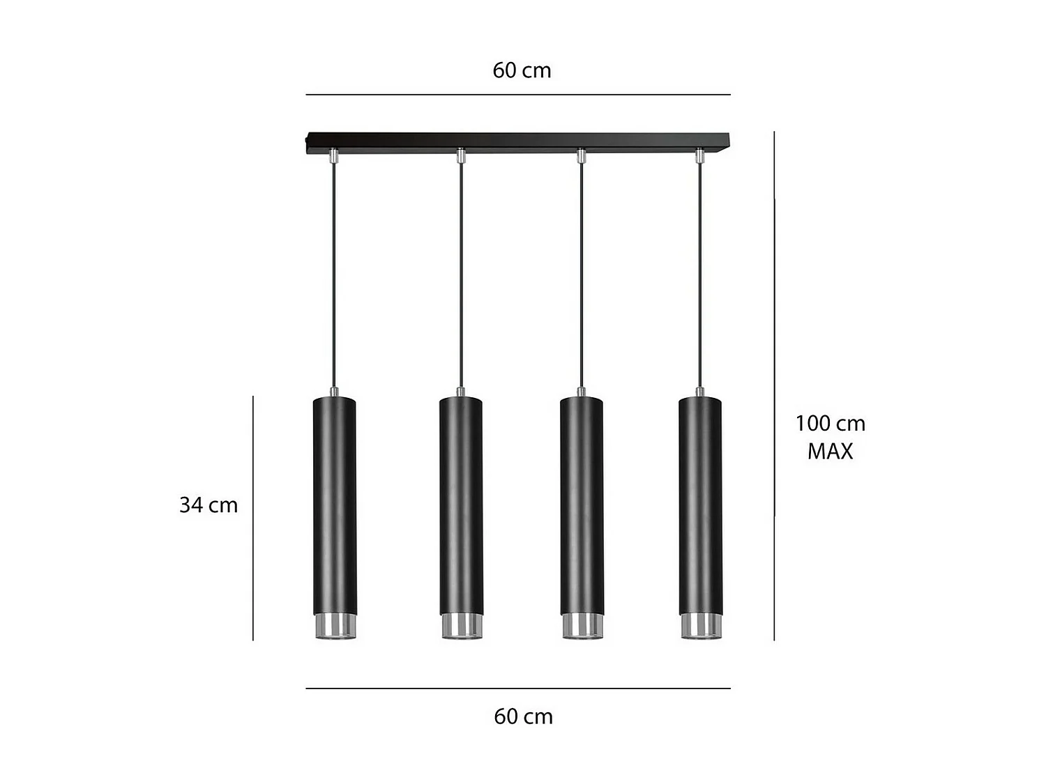 Suspension Kibo 10, Noir, 60x100x6 cm, Seven Design