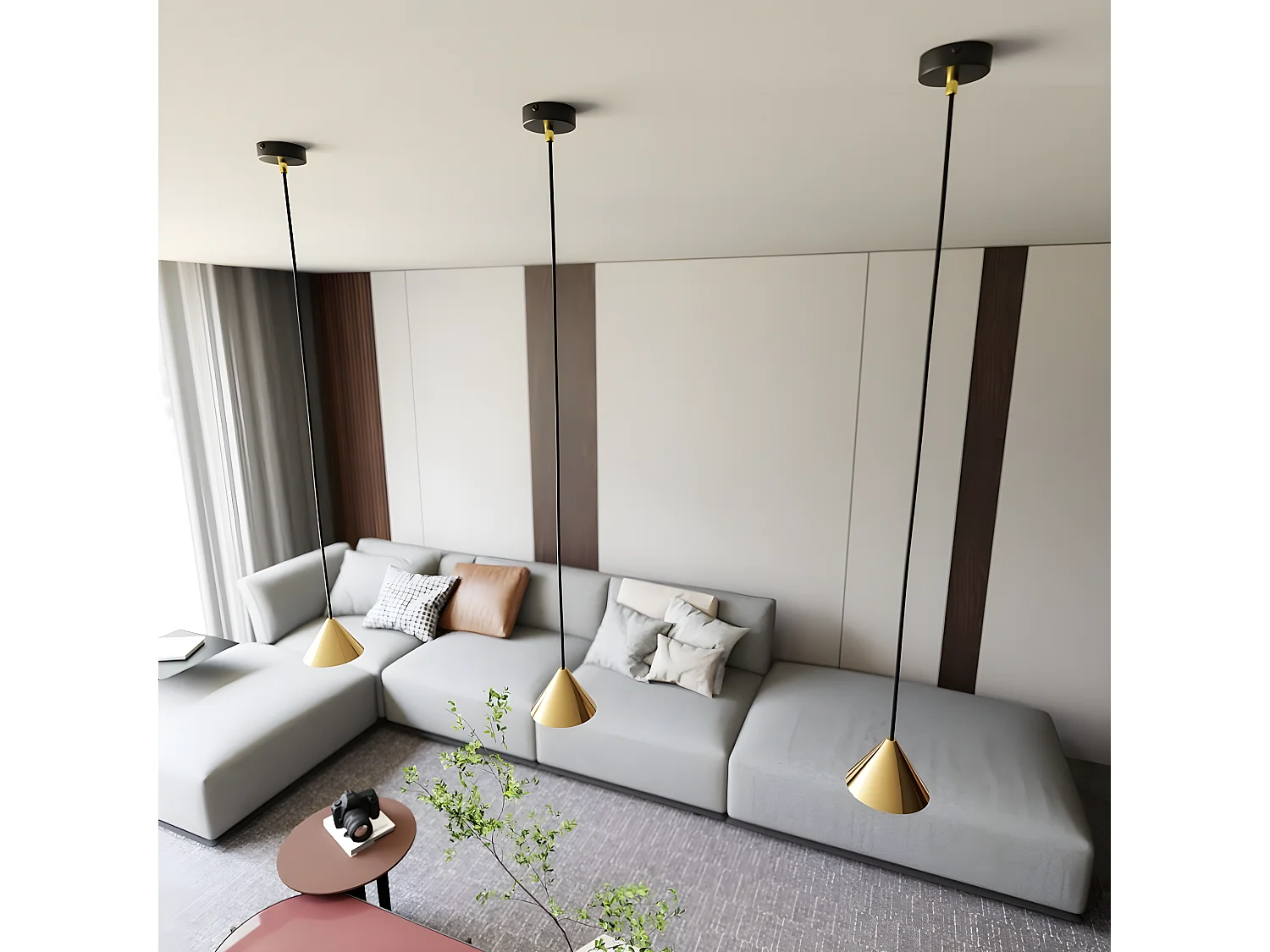 Candeeiro Suspenso Elit 7, Preto, 12x100x12 cm, Seven Design