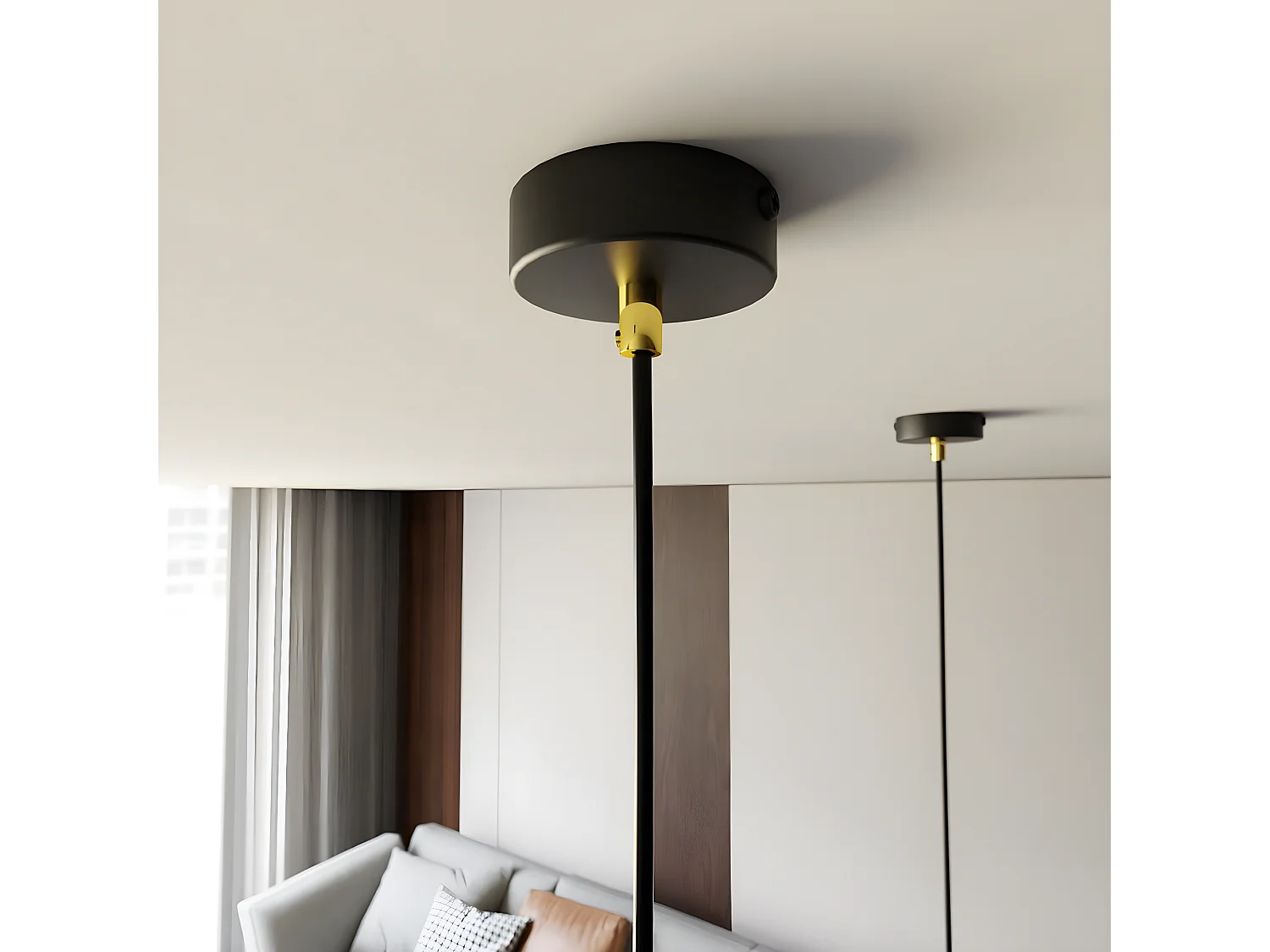 Candeeiro Suspenso Elit 7, Preto, 12x100x12 cm, Seven Design