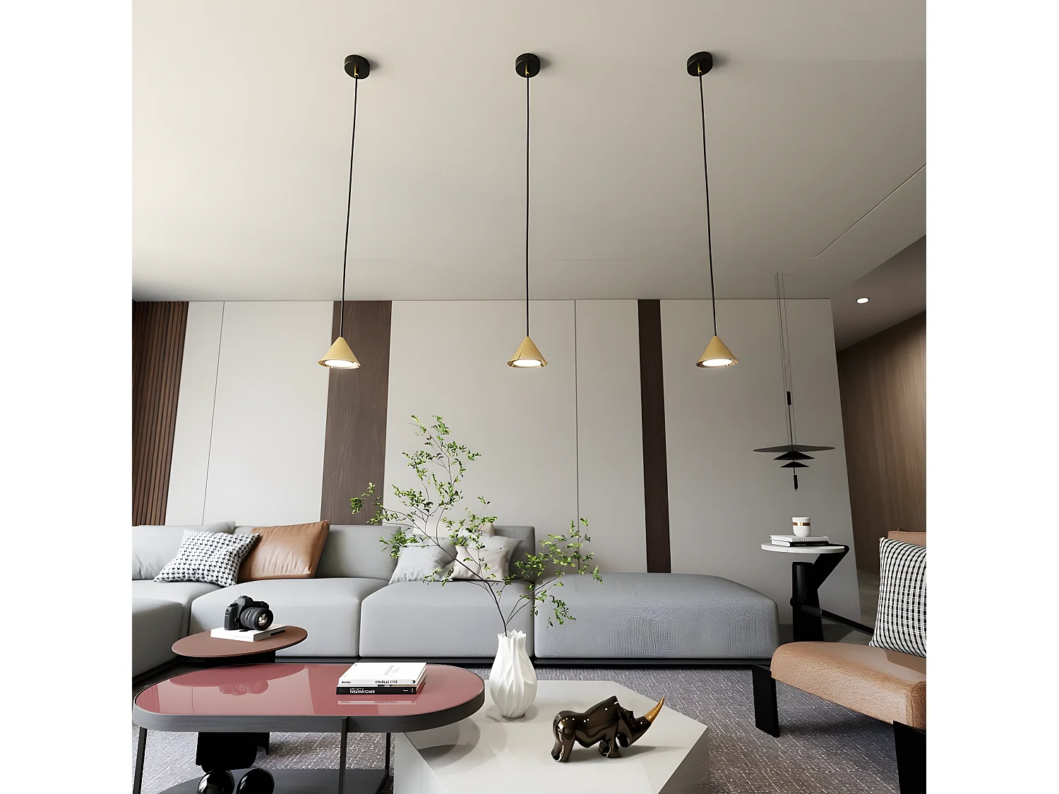 Candeeiro Suspenso Elit 7, Preto, 12x100x12 cm, Seven Design