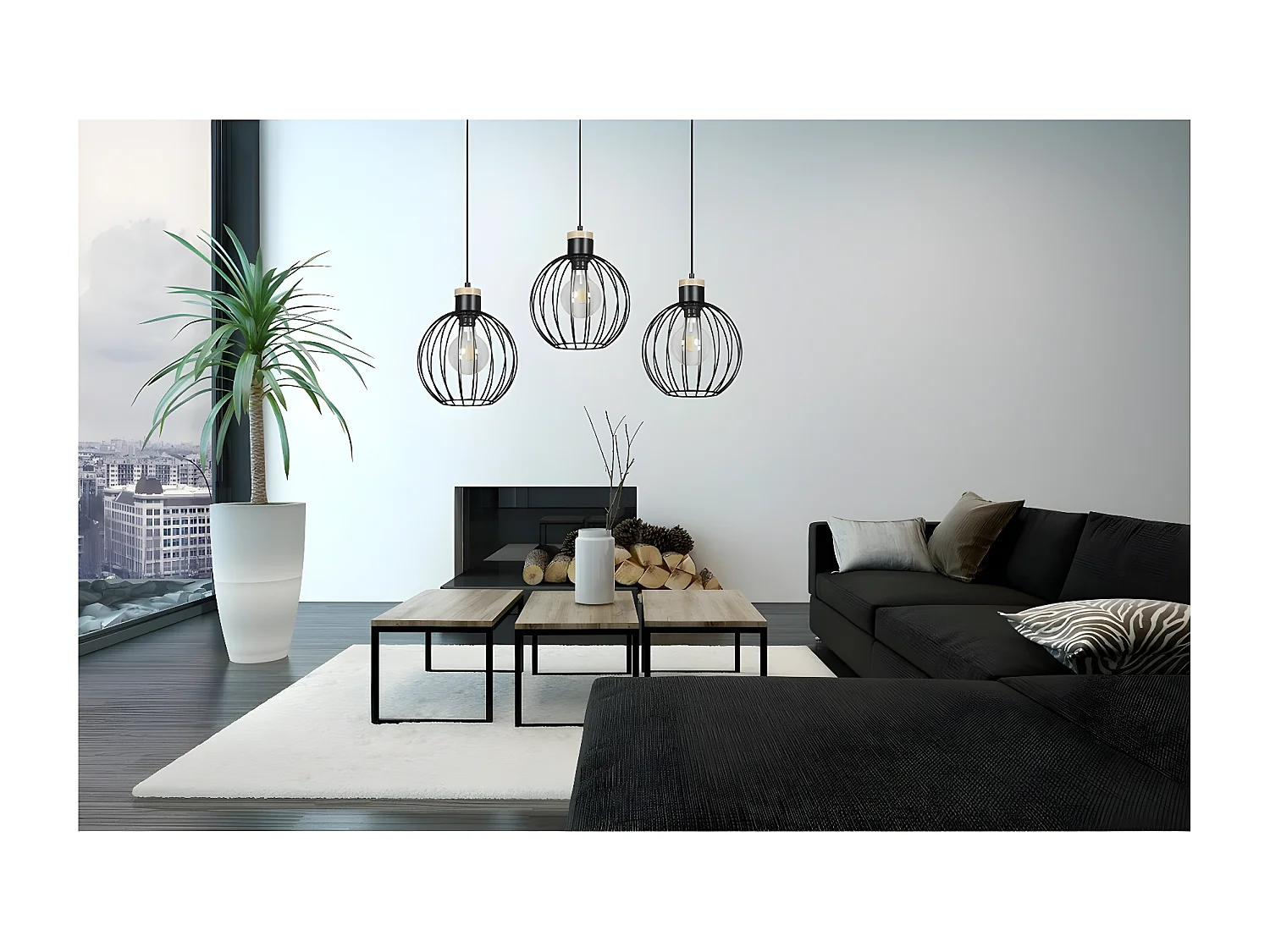 Suspension Barbado, Noir, 78x100x22 cm, EPIKASA