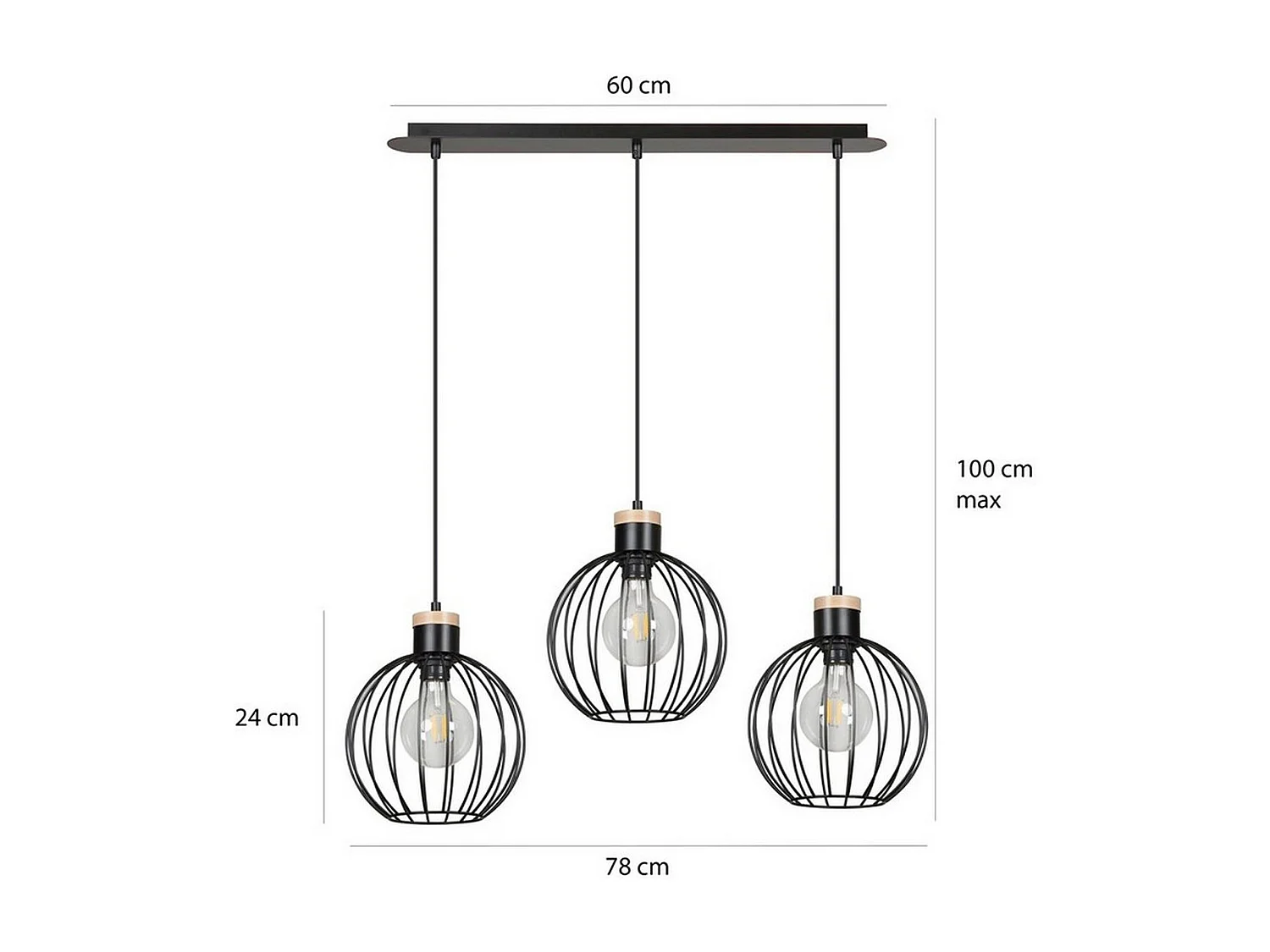 Suspension Barbado, Noir, 78x100x22 cm, EPIKASA