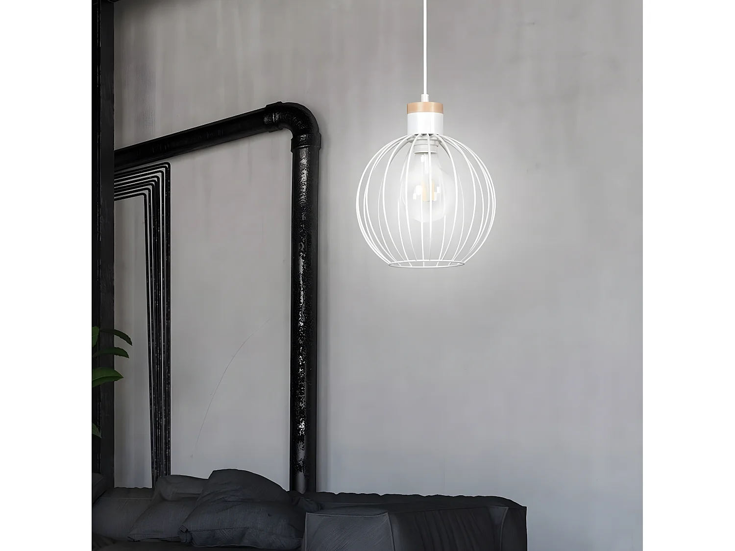 Lampa Wisząca Barbado, Biały, 22x100x22 cm, Seven Design