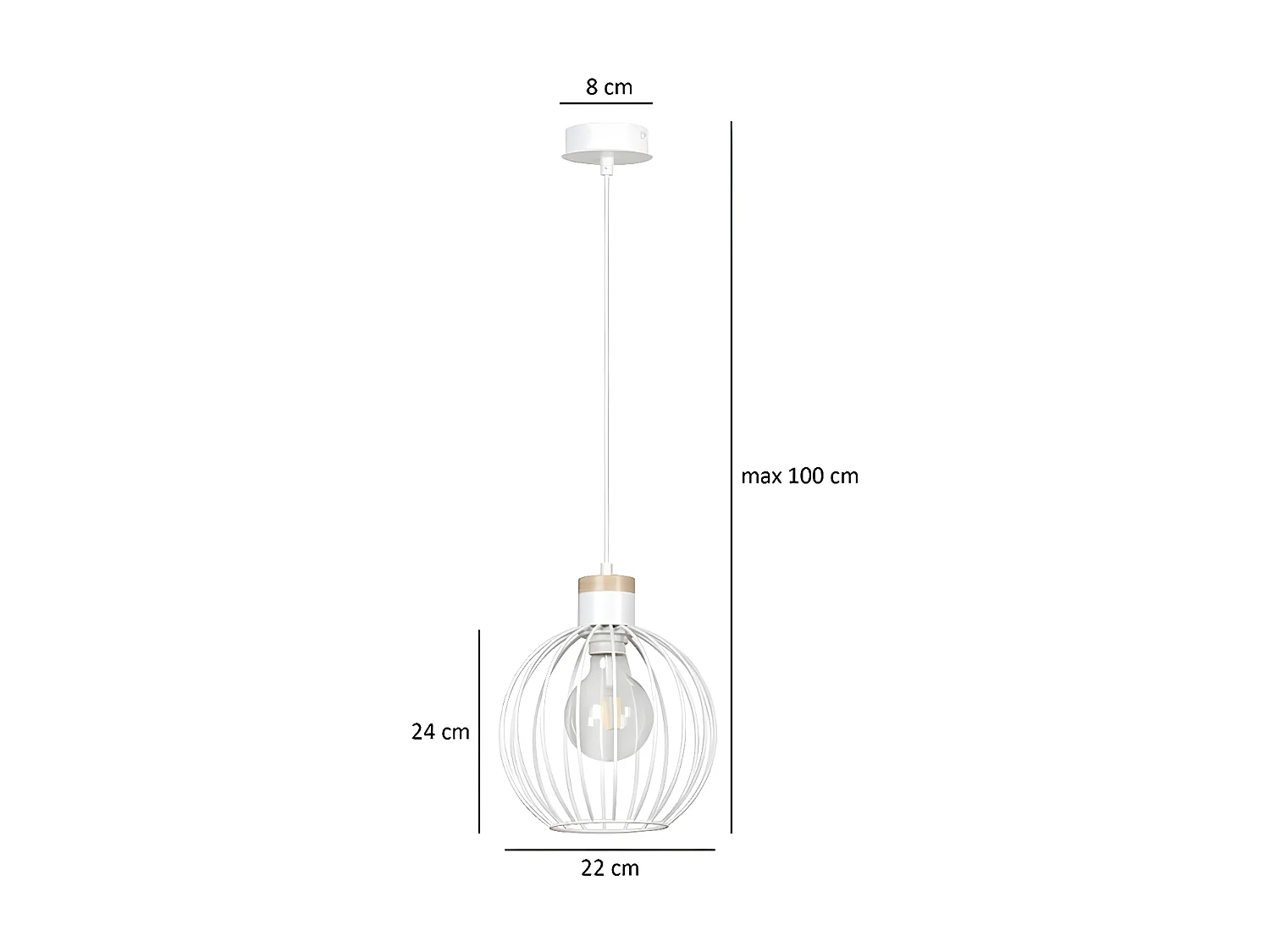 Lampa Wisząca Barbado, Biały, 22x100x22 cm, Seven Design