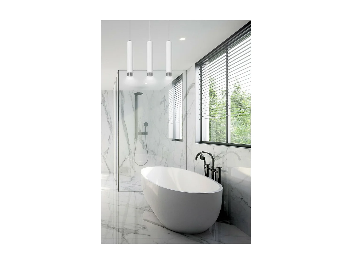 Lampada a Sospensione Kibo, Bianco, 45x100x6 cm, Seven Design