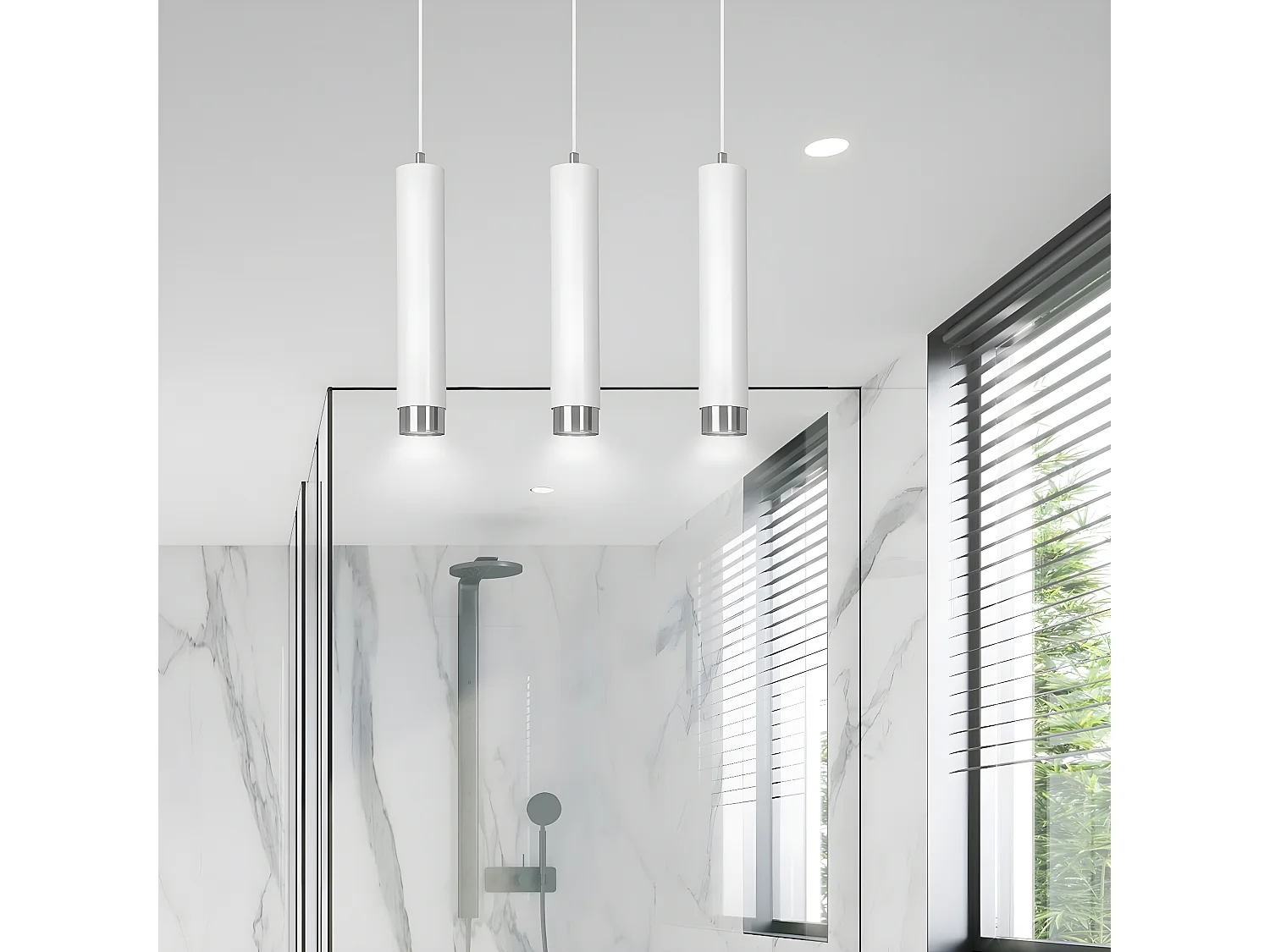 Lampada a Sospensione Kibo, Bianco, 45x100x6 cm, Seven Design