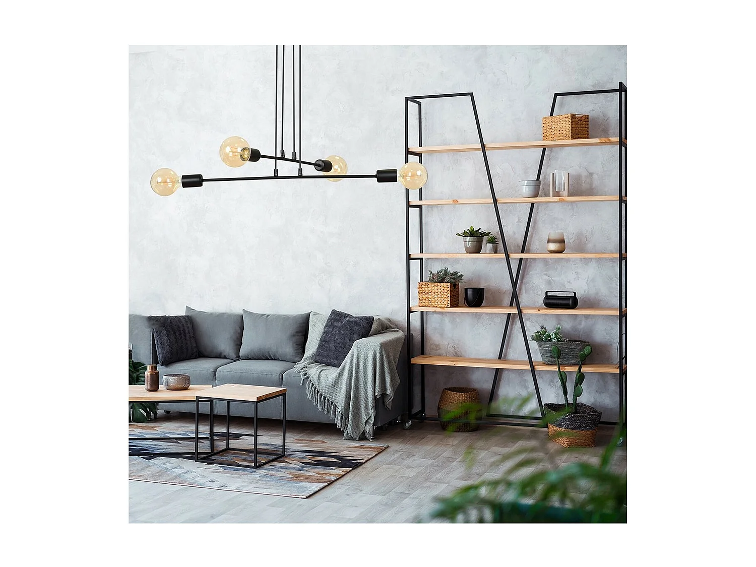 Hanglamp Multipo, Zwart, 70x100x70 cm, Seven Design