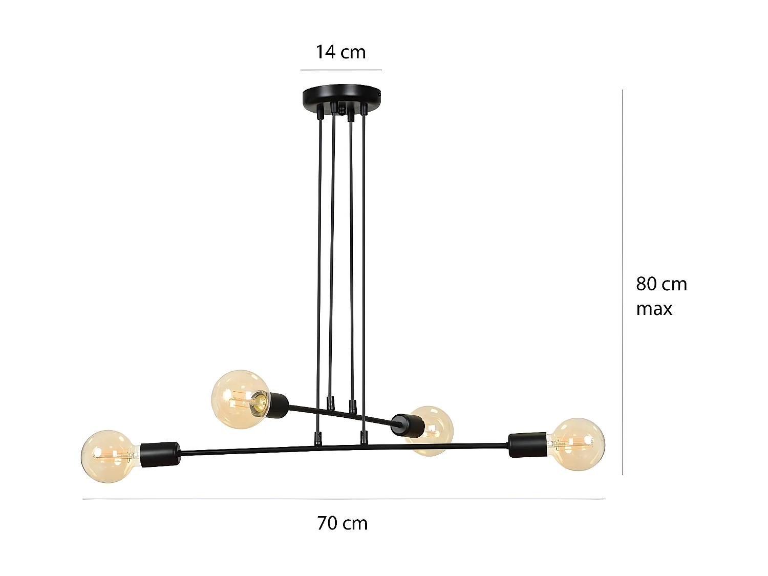 Hanglamp Multipo, Zwart, 70x100x70 cm, Seven Design