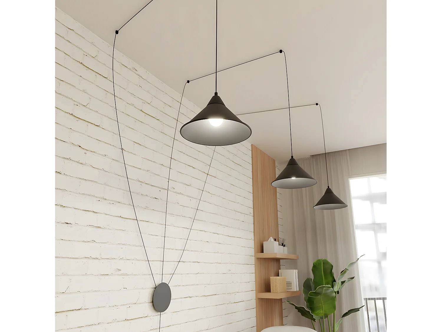 Lampa Wisząca Abramo 2, Czarny, 400x400x60 cm, Seven Design