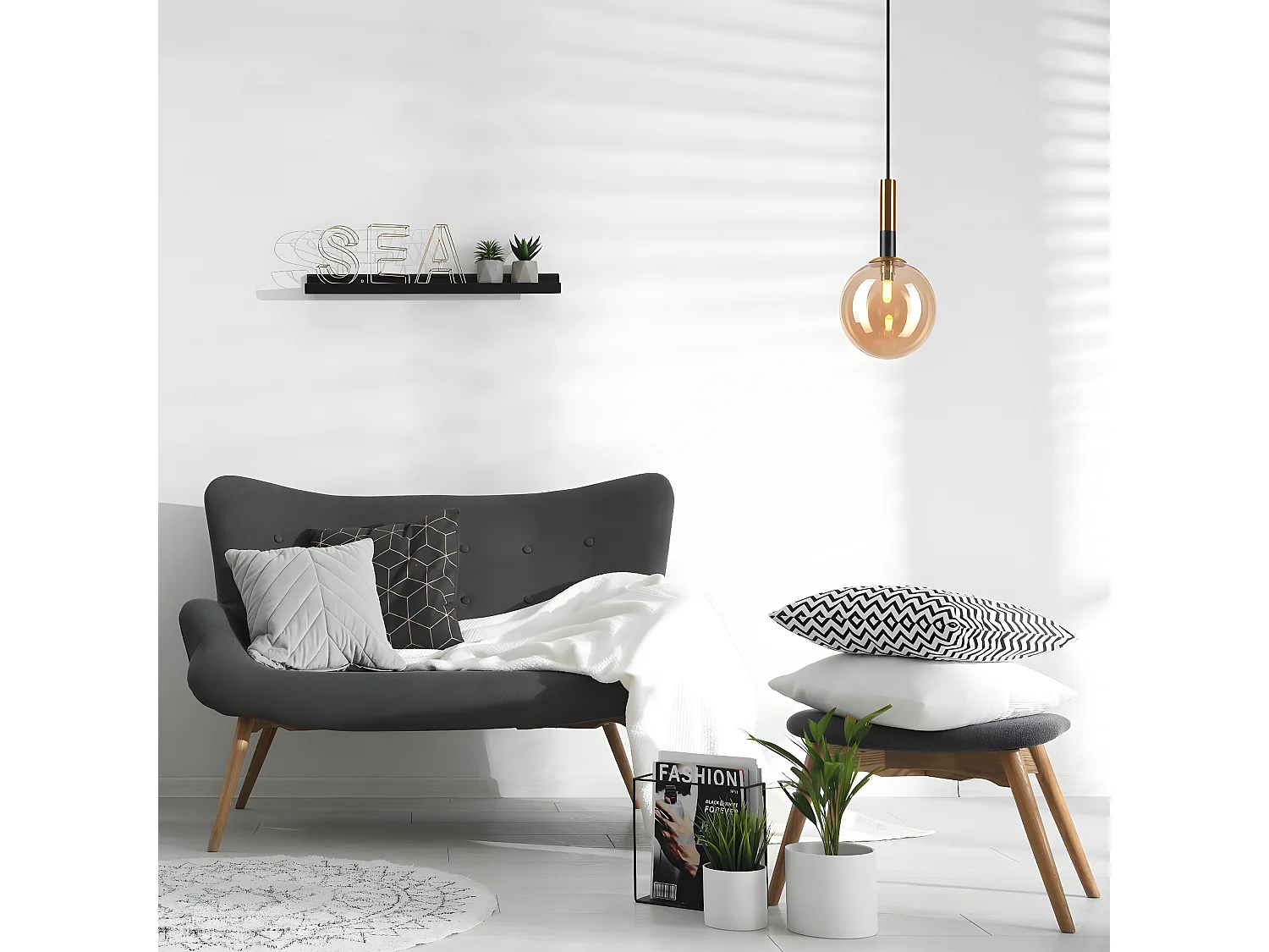 Hanglamp Rollo, Goud, 15x15x120 cm, Seven Design