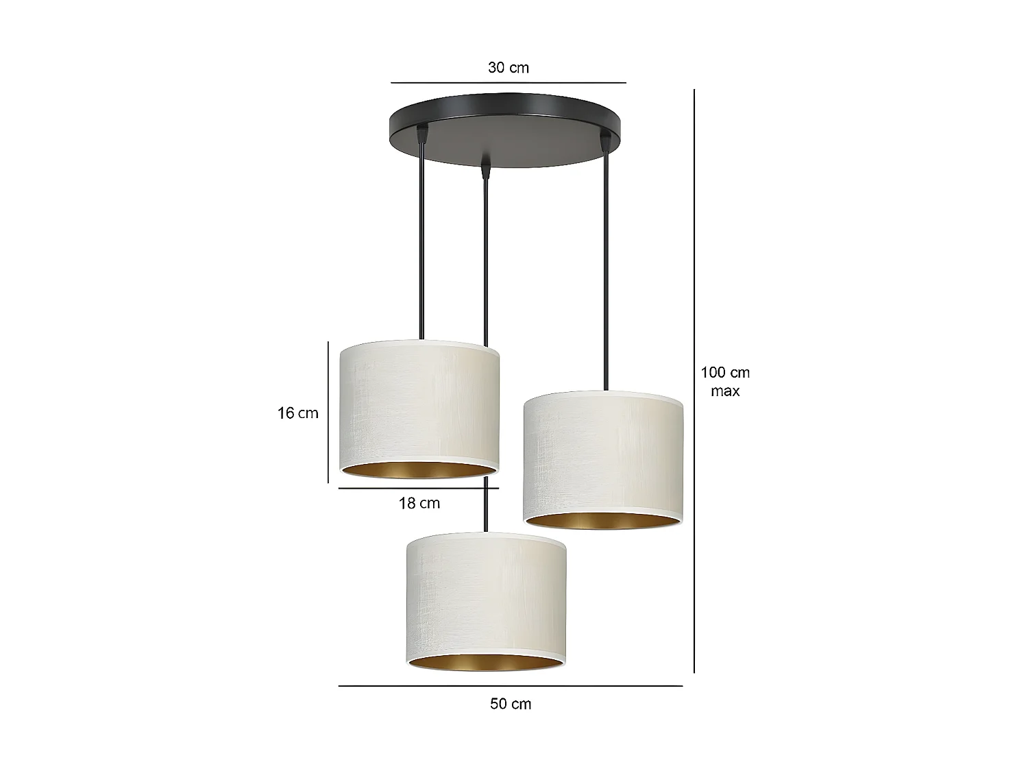 Suspension Hilde, Blanc, 42x100x50 cm, Seven Design