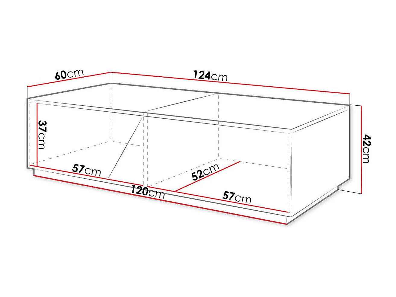 Mesa de centro Comfivo Daldune 102, Angular, 4x6x12cm