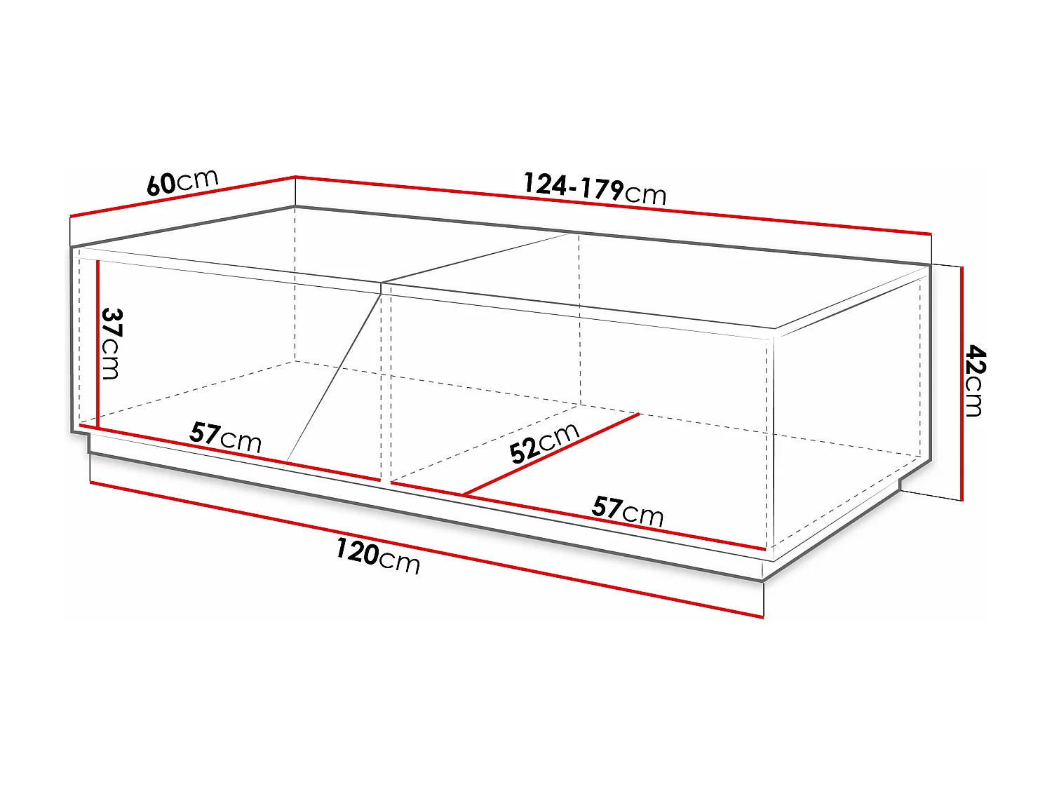 Mesa de centro Comfivo Daldune 102, Angular, 4x6x12cm