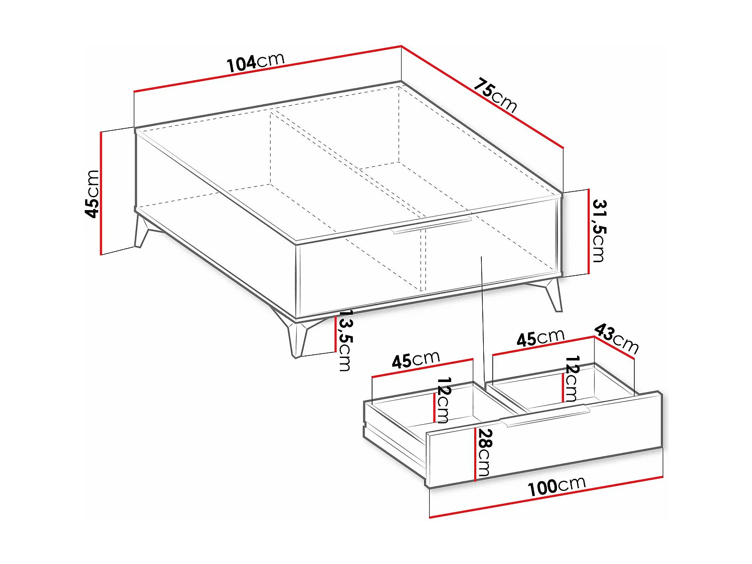 Mesa para revistas Comfivo Camlue 101, Angular, 5x8x10cm