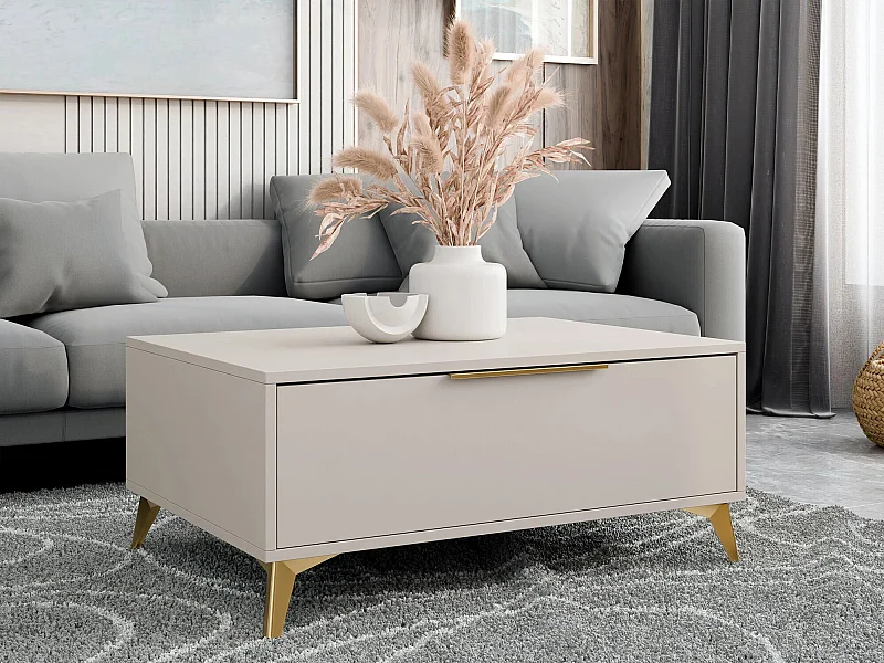 Tavolino da caffè Comfivo Y101, Beige, 45x75x104cm, Truciolare laminato, Angolare