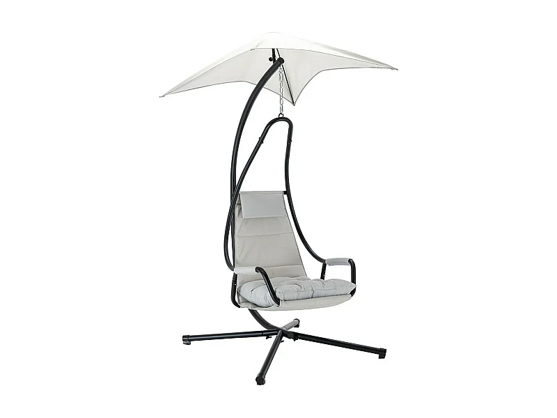 Silla colgante Miramar 126, 212x103x122cm, Gris claro|Negro, Metal|Tapiz