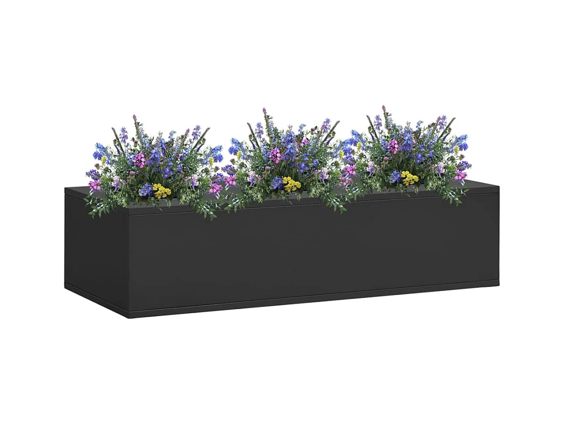 Caja de flores de oficina de acero gris antracita 90x40x23 cm