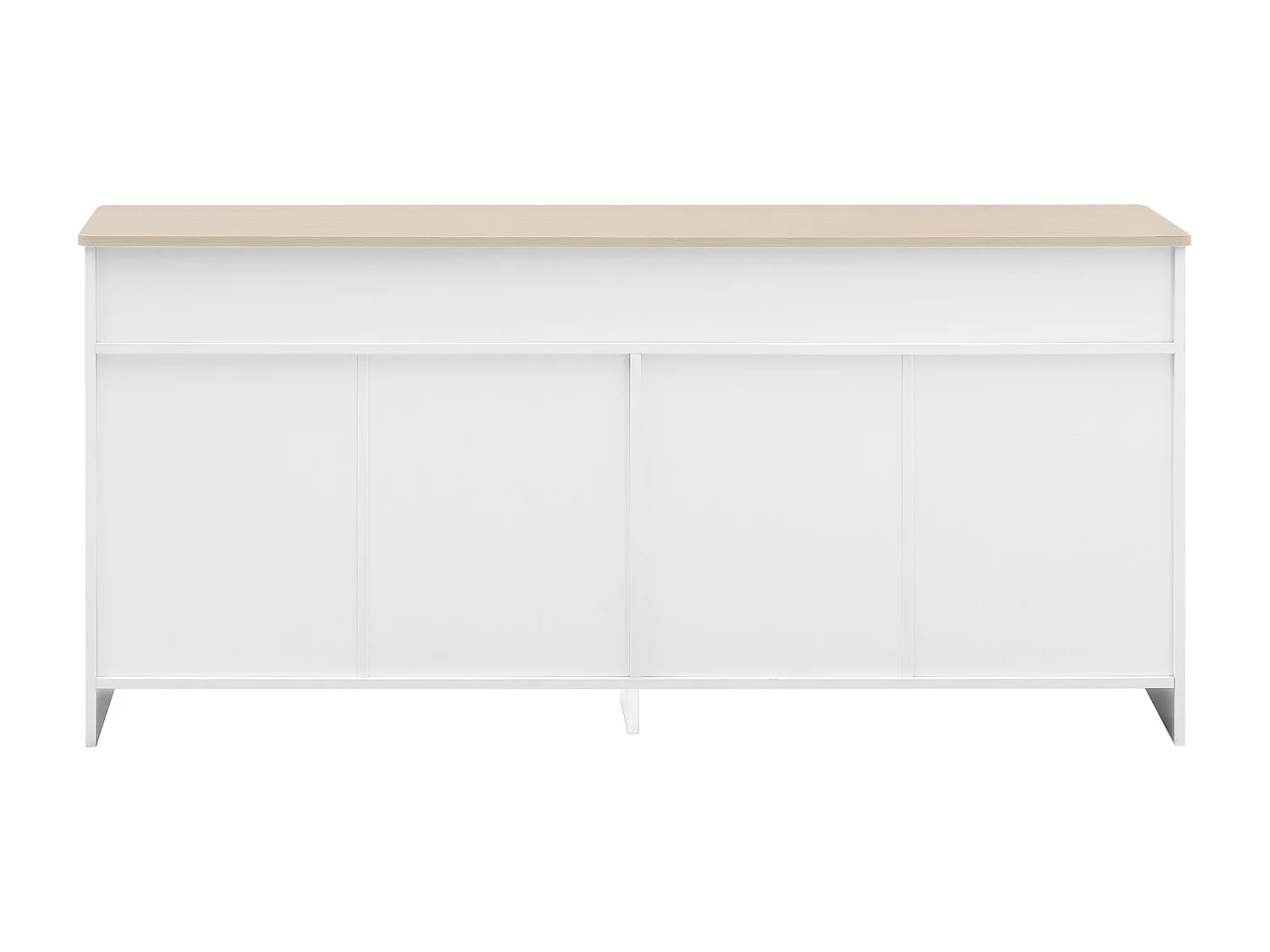Buffet blanc avec 4 portes et 3 tiroirs en bois - 160x37x75 cm