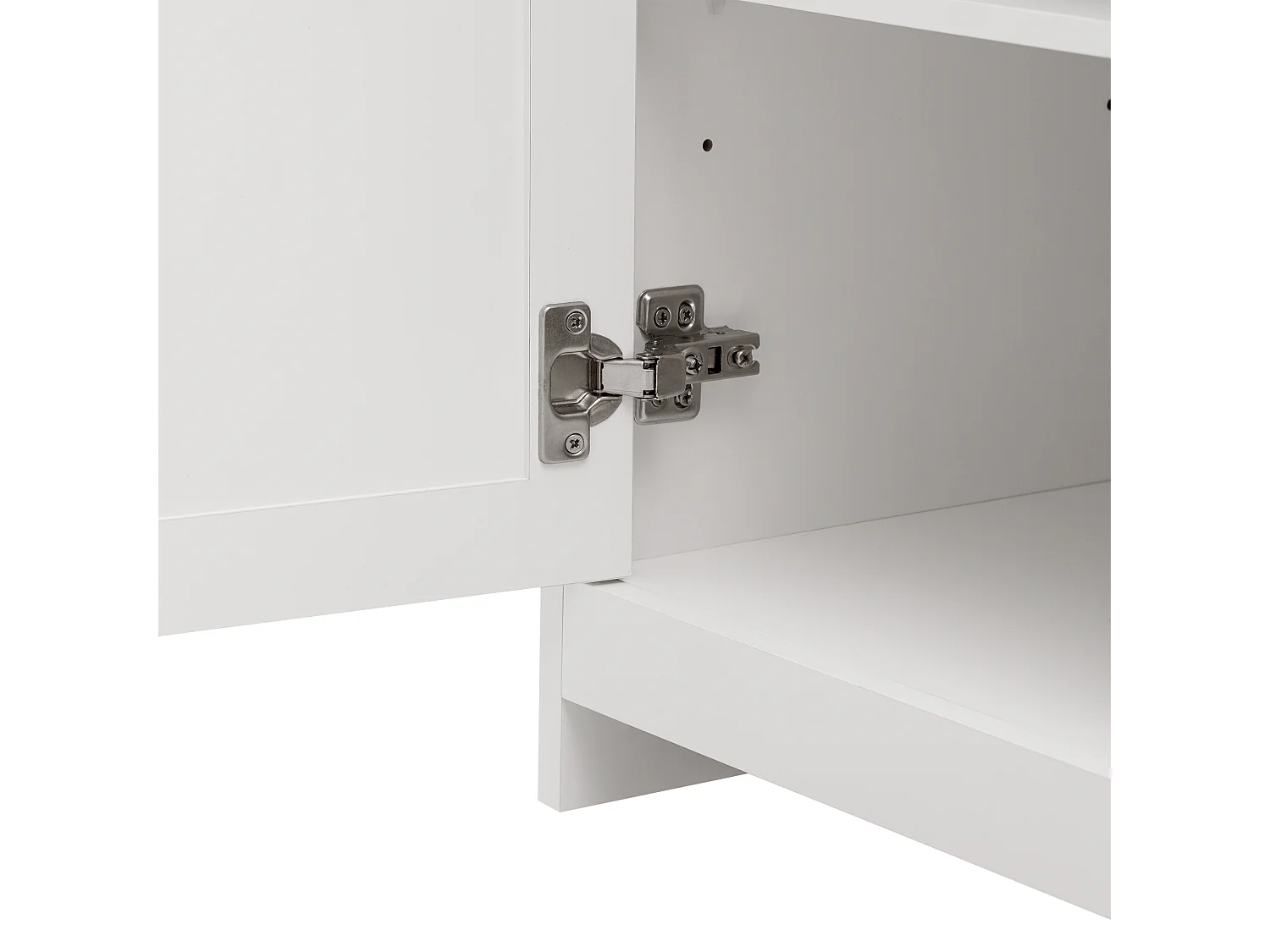 Buffet blanc avec 4 portes et 3 tiroirs en bois - 160x37x75 cm