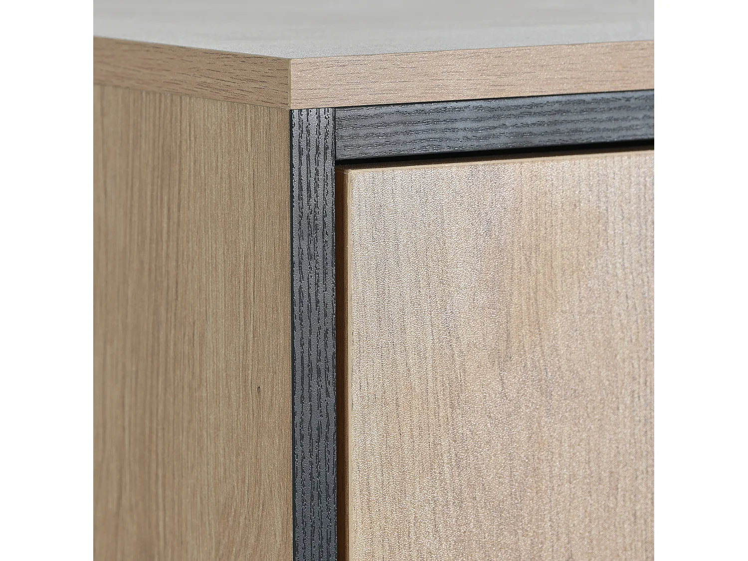 Vitrine moderne 150x78x40 cm avec LED, grand rangement et étagère en verre - Naturel