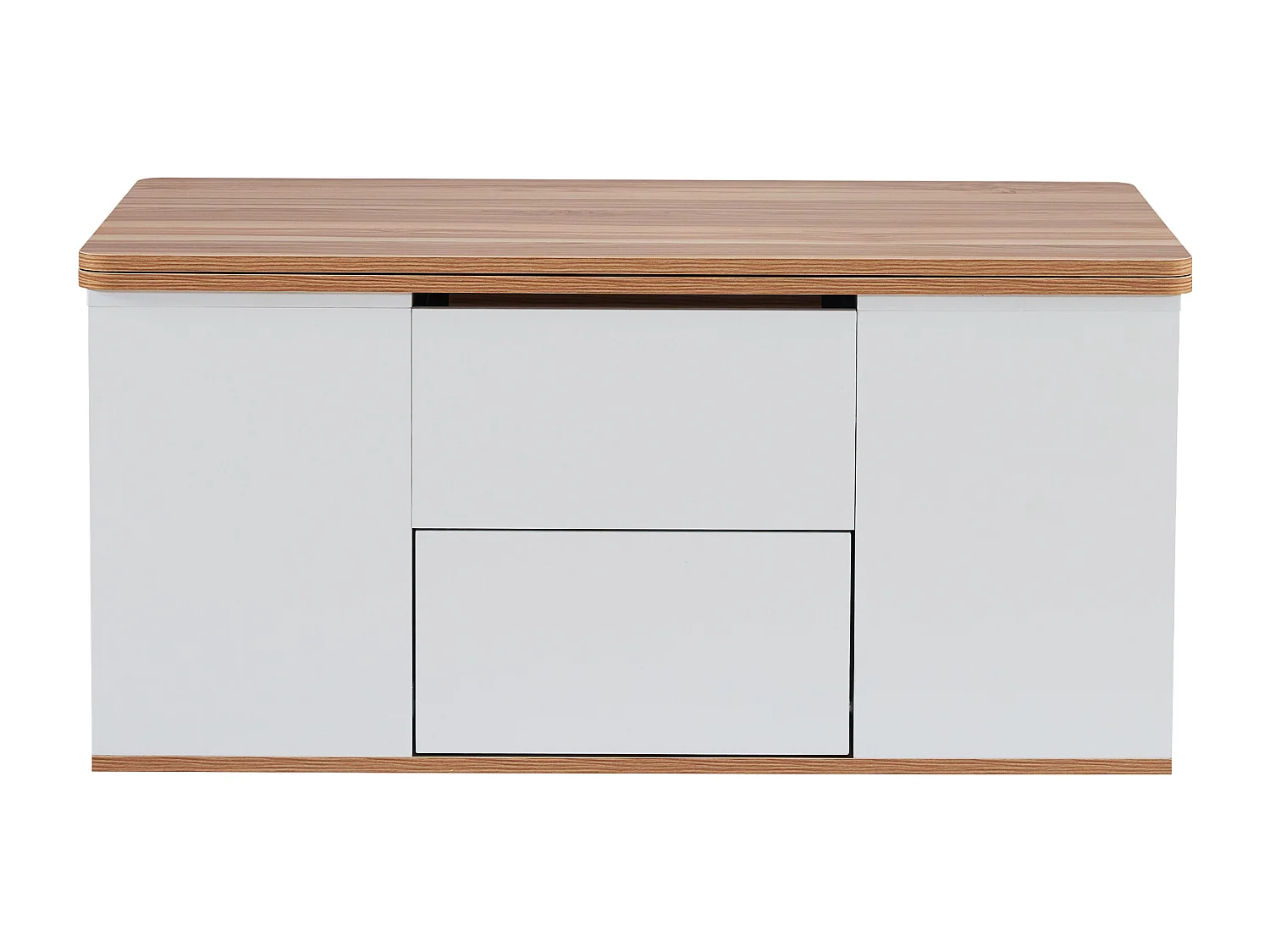 Table basse extensible avec tiroirs de rangement et étagères ouvertes - Blanc - pour salon