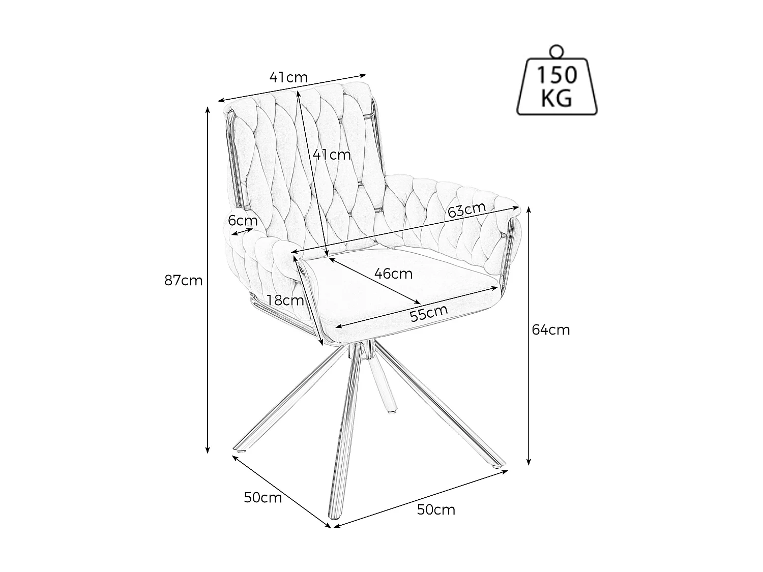 Sillón de terciopelo - Silla giratoria con patas de soporte de metal - Gris