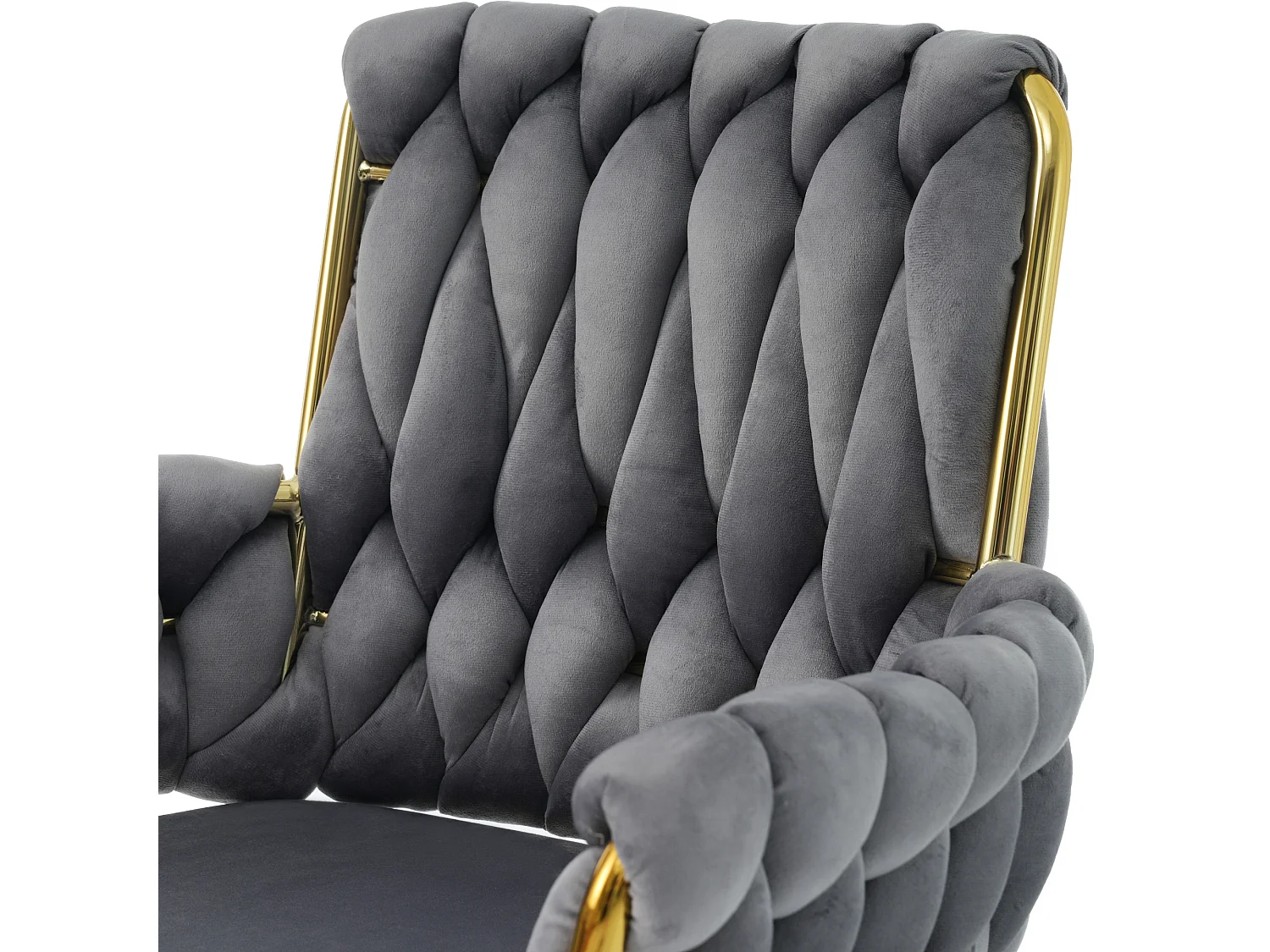 Sillón de terciopelo - Silla giratoria con patas de soporte de metal - Gris