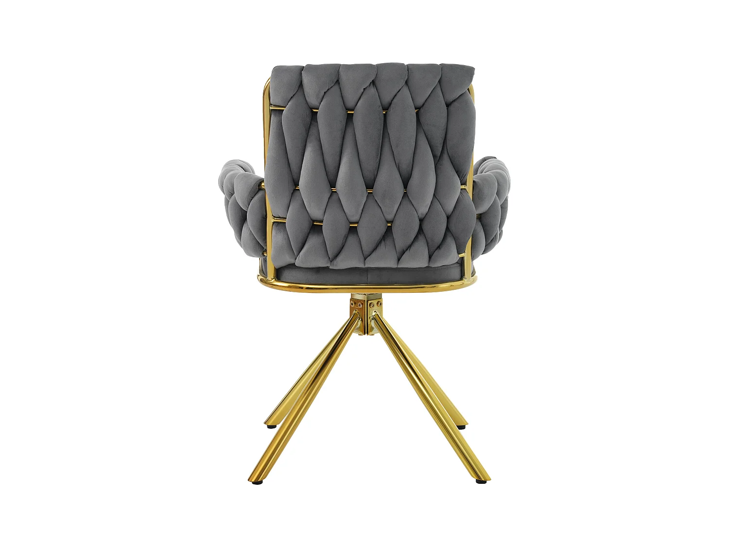 Poltrona in velluto - Sedia girevole con gambe di sostegno in metallo - Grigio