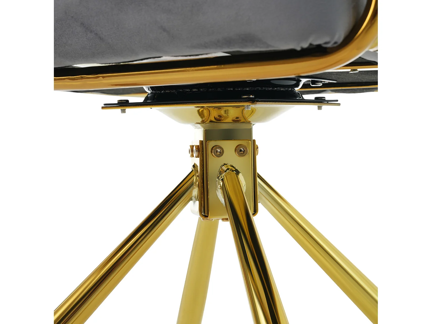 Poltrona in velluto - Sedia girevole con gambe di sostegno in metallo - Grigio