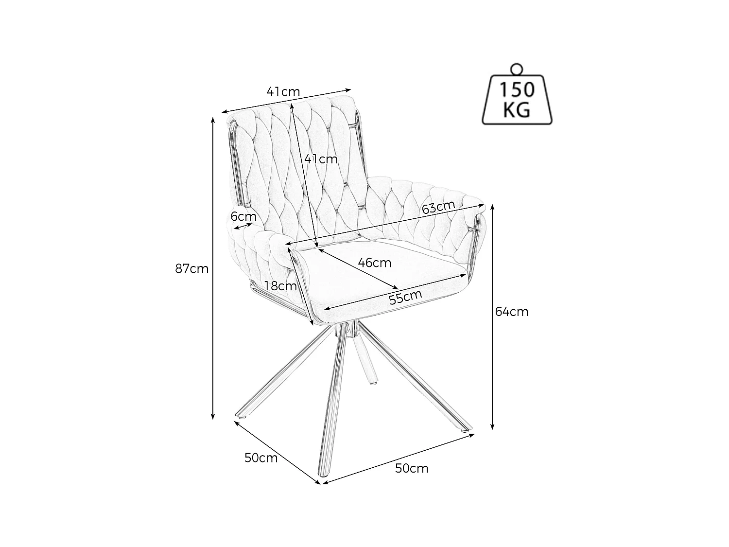 Poltrona in velluto - Sedia girevole con gambe di sostegno in metallo - Grigio