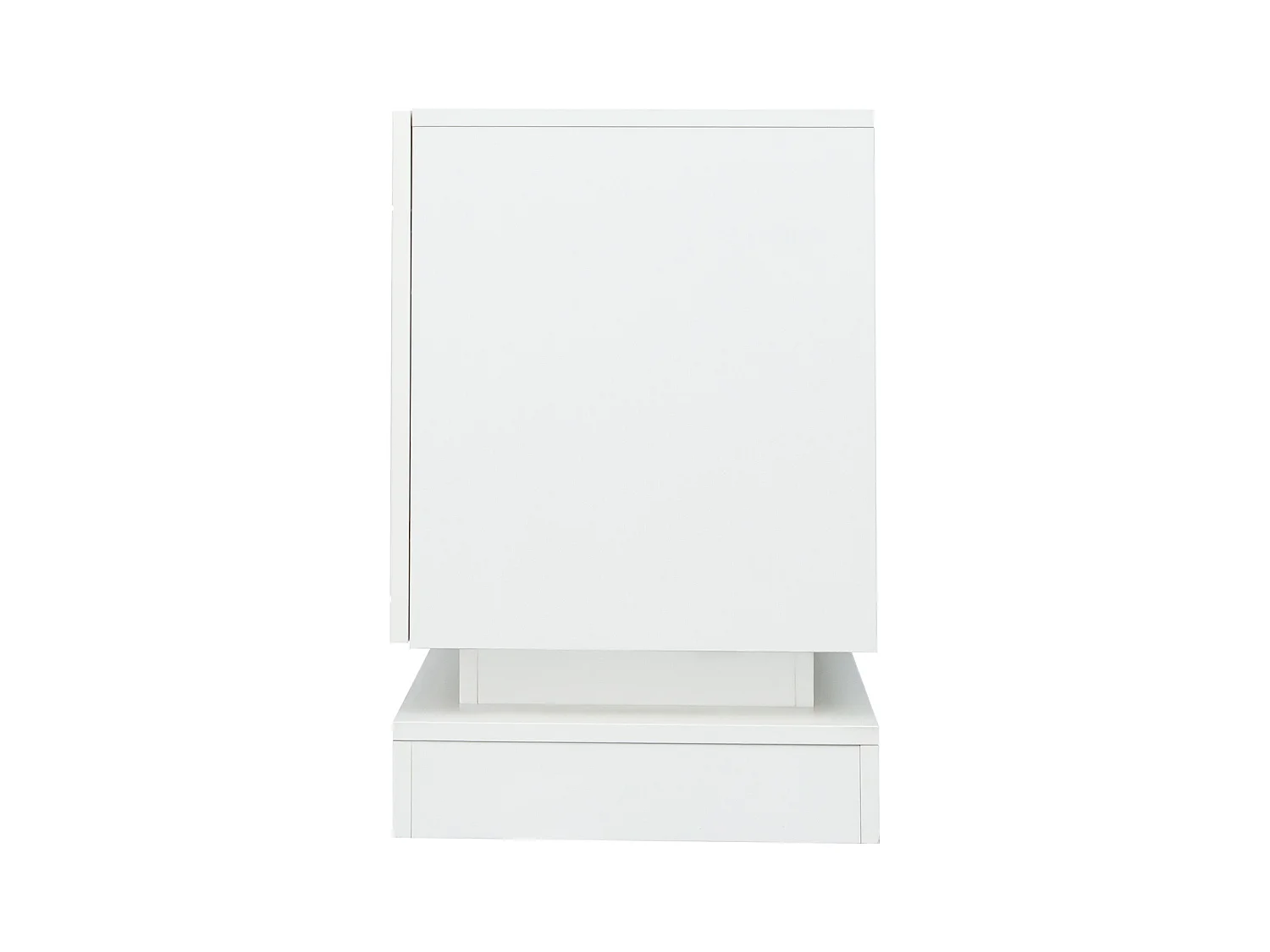 Meuble TV blanc avec 2 portes et étagères réglables en verre - Éclairage LED